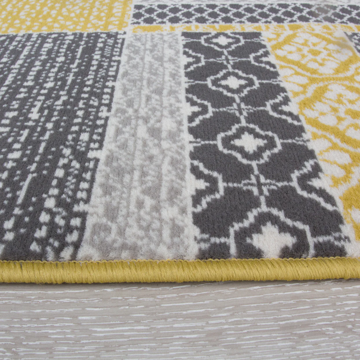 Ochre Grey Patchwork Sale Runner Rug - Image 4