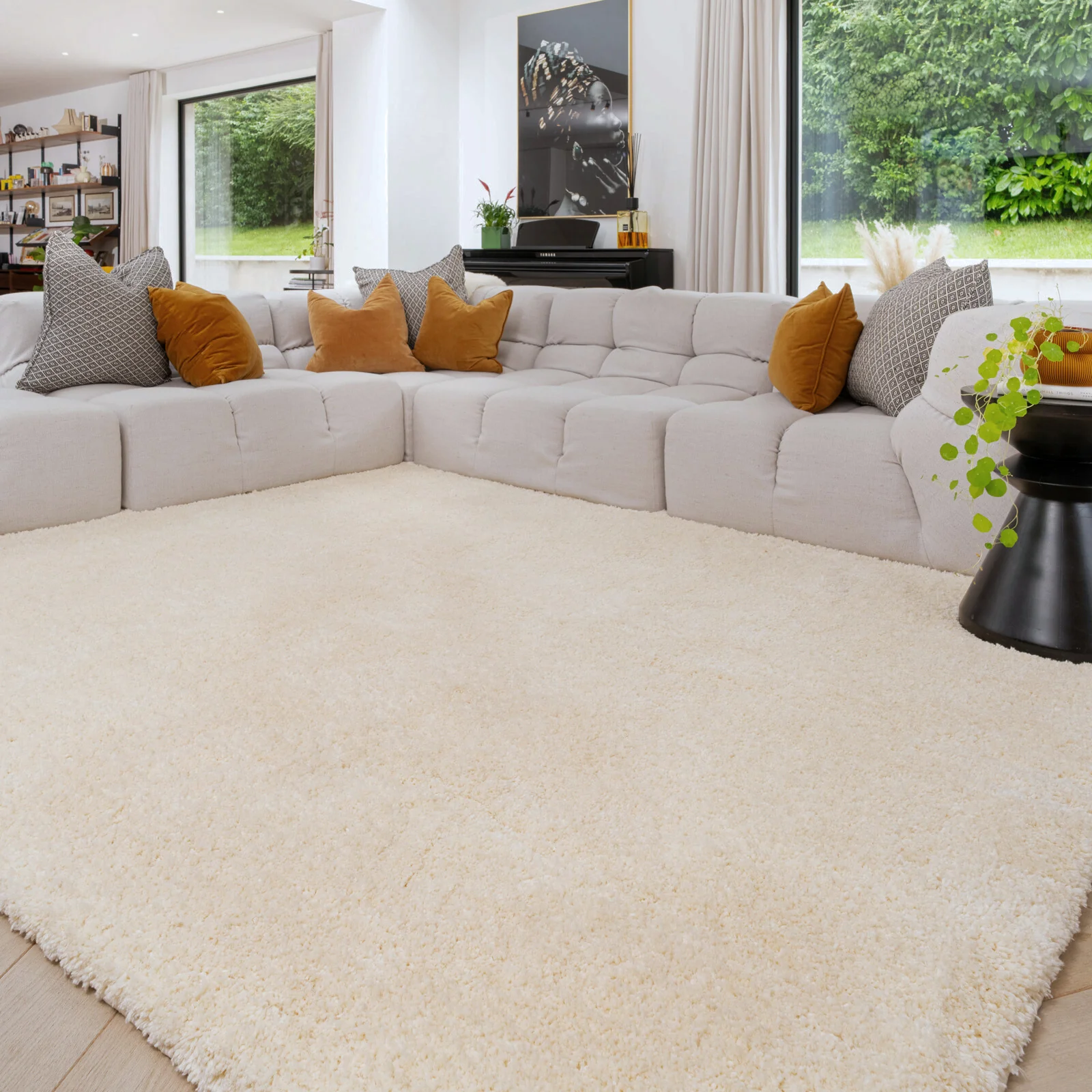 Premium Washable Shaggy Cream Rug - Image 10