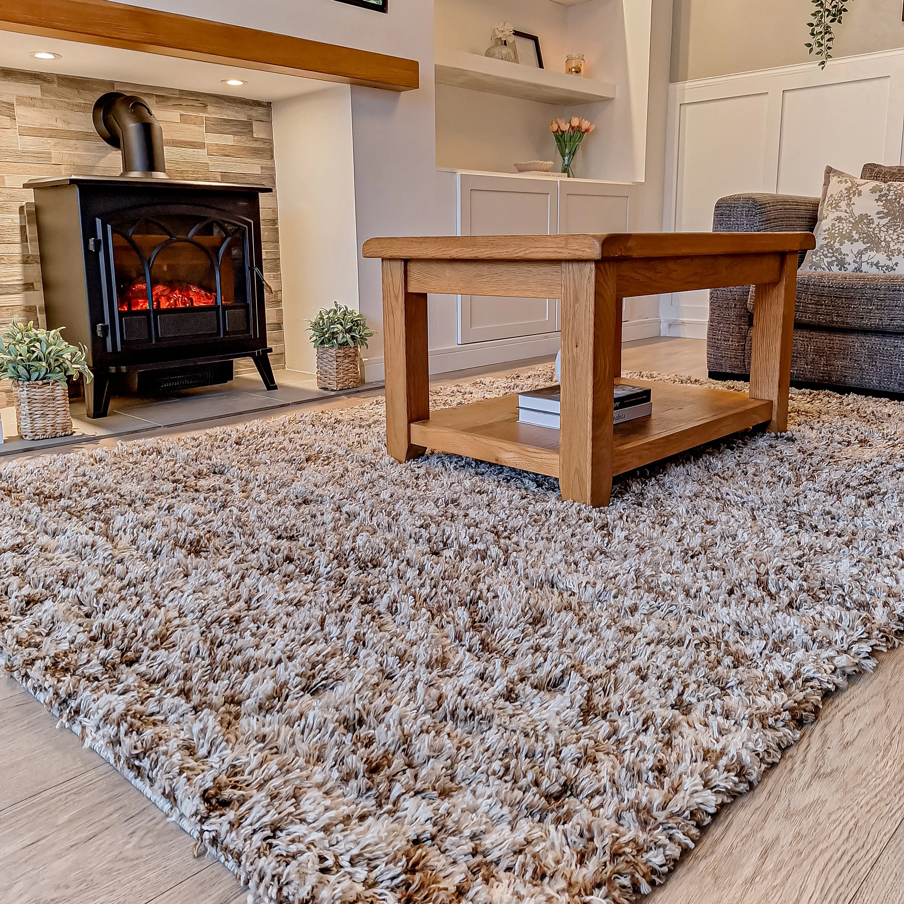 Soft Mottled Brown Shaggy Area Rug - Image 2