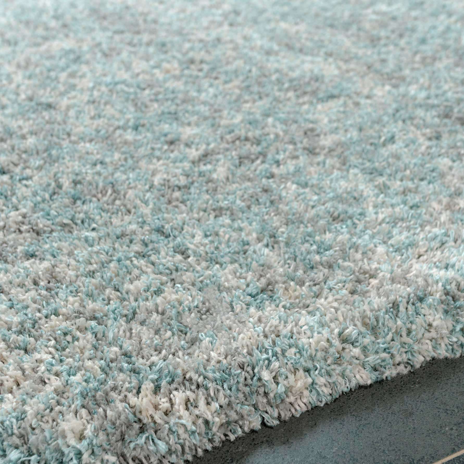 Soft Mottled Duck Egg Shaggy Area Rug - Camberley - Image 3