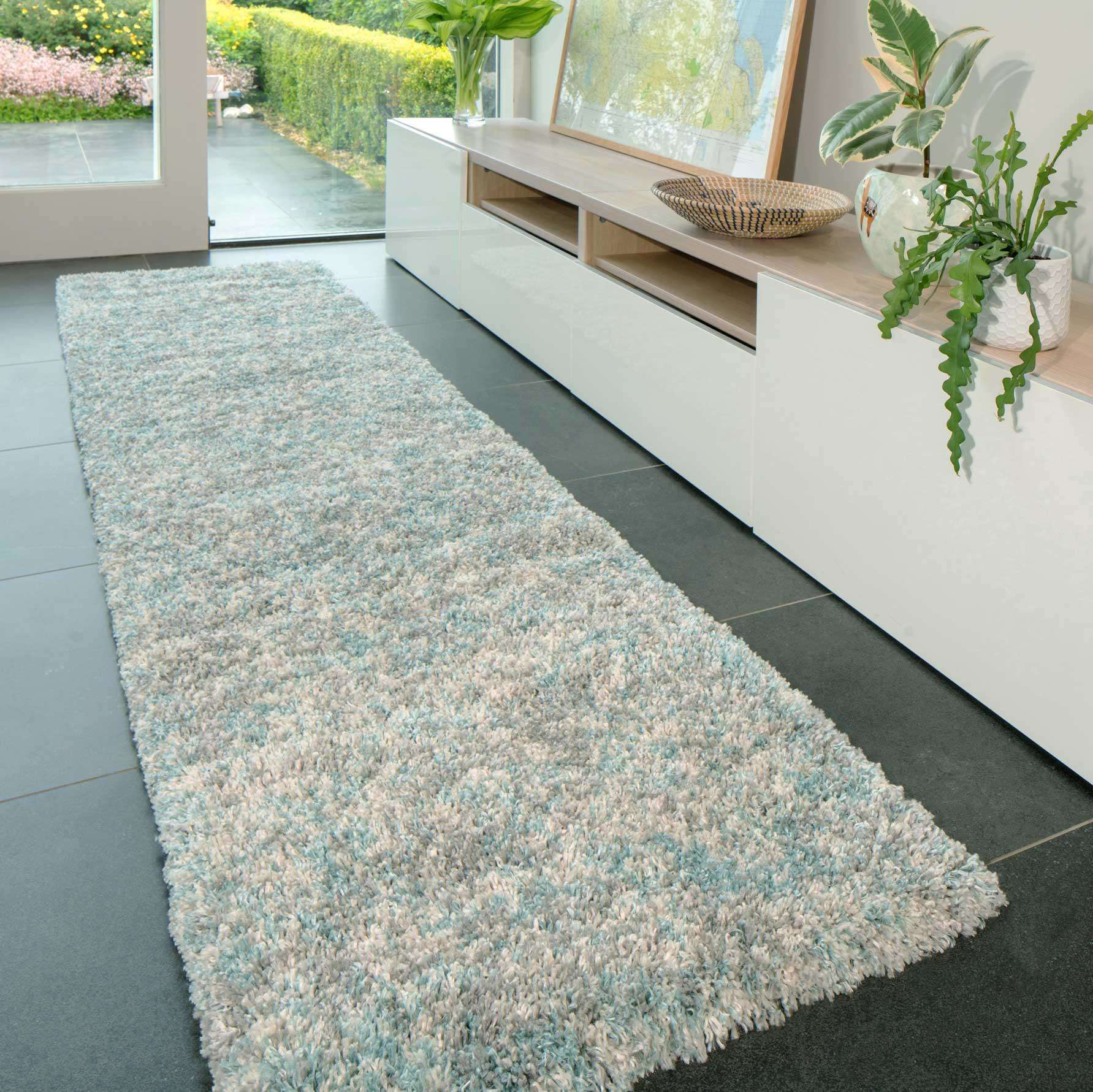 Soft Mottled Duck Egg Shaggy Area Rug - Camberley - Image 7