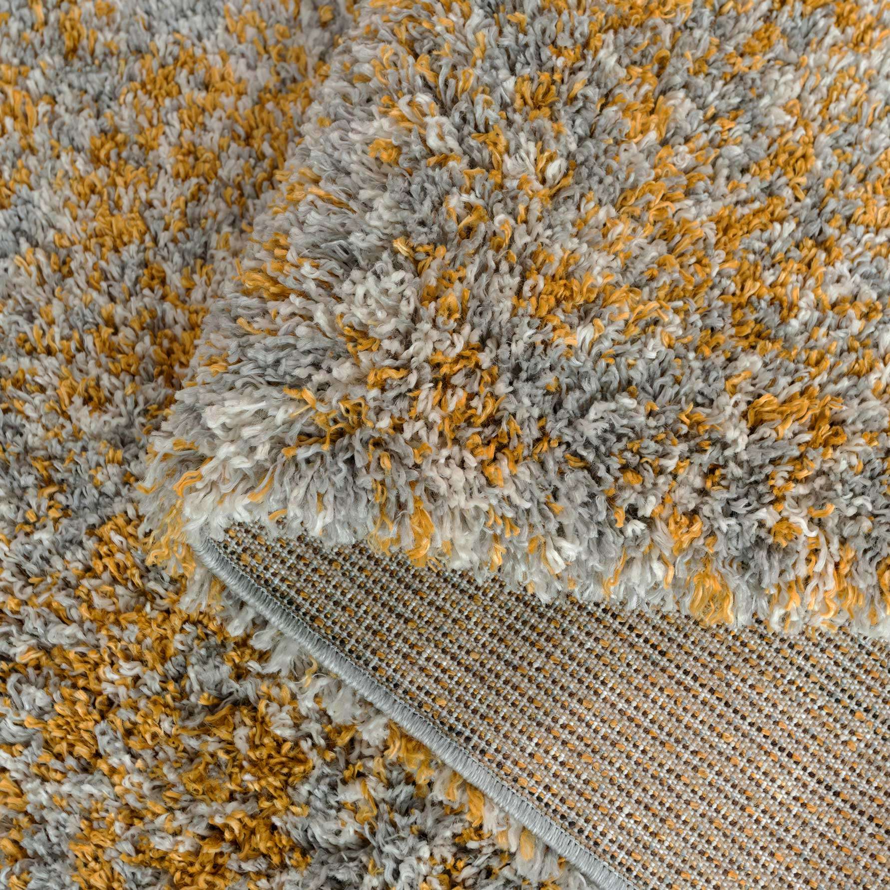 Soft Mottled Gold Grey Shaggy Area Rug - Image 7