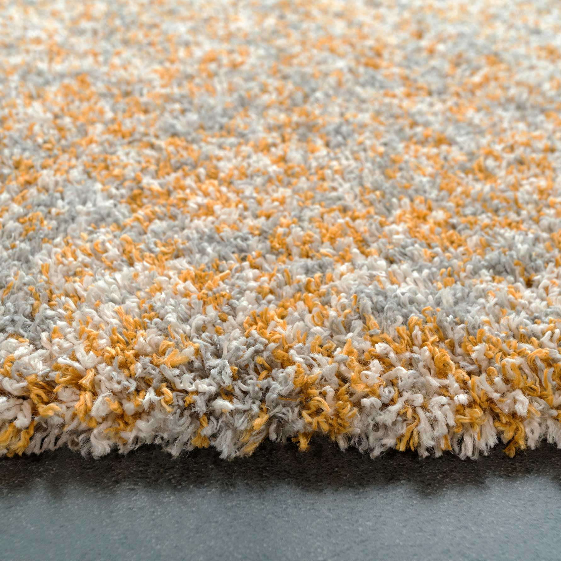 Soft Mottled Gold Grey Shaggy Runner Rug - Image 3