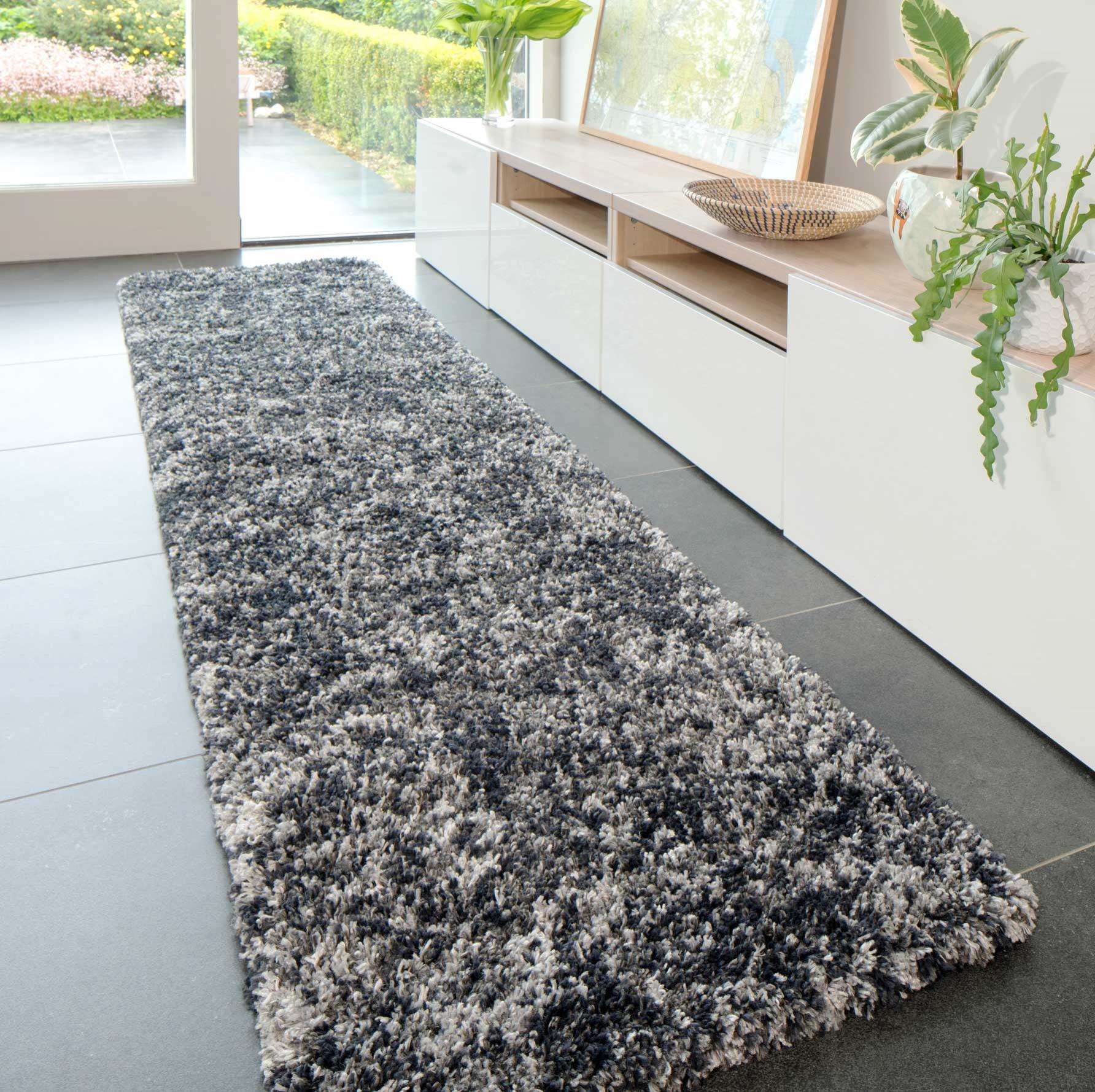 Soft Mottled Grey Shaggy Hallway Rug - Image 2
