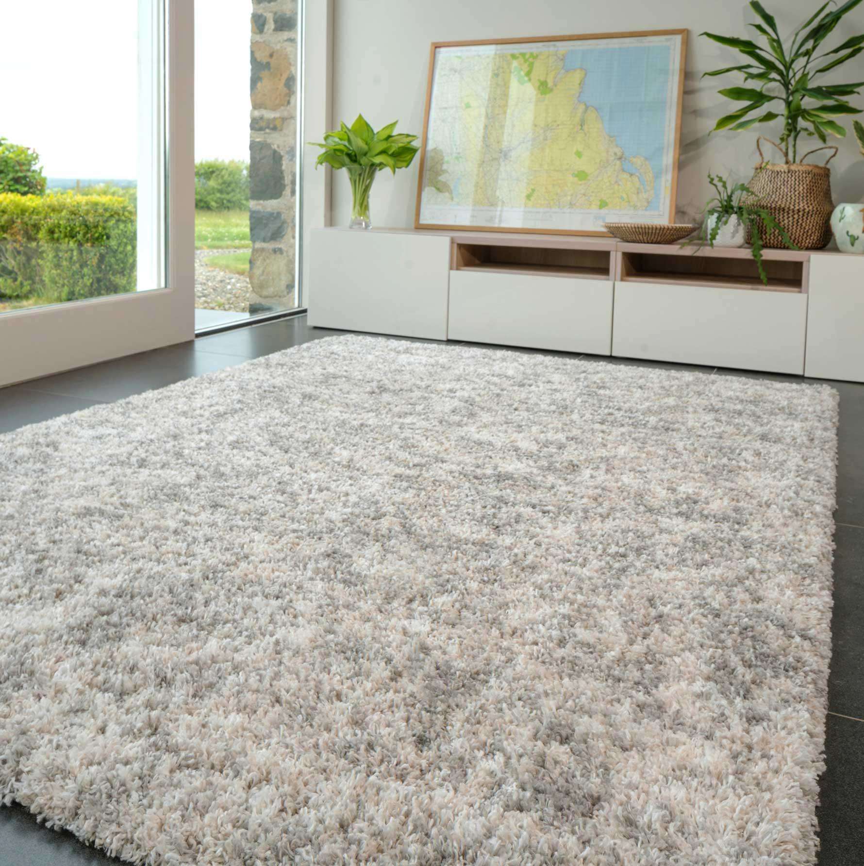 Soft Mottled Silver Shaggy Area Rug - Image 2