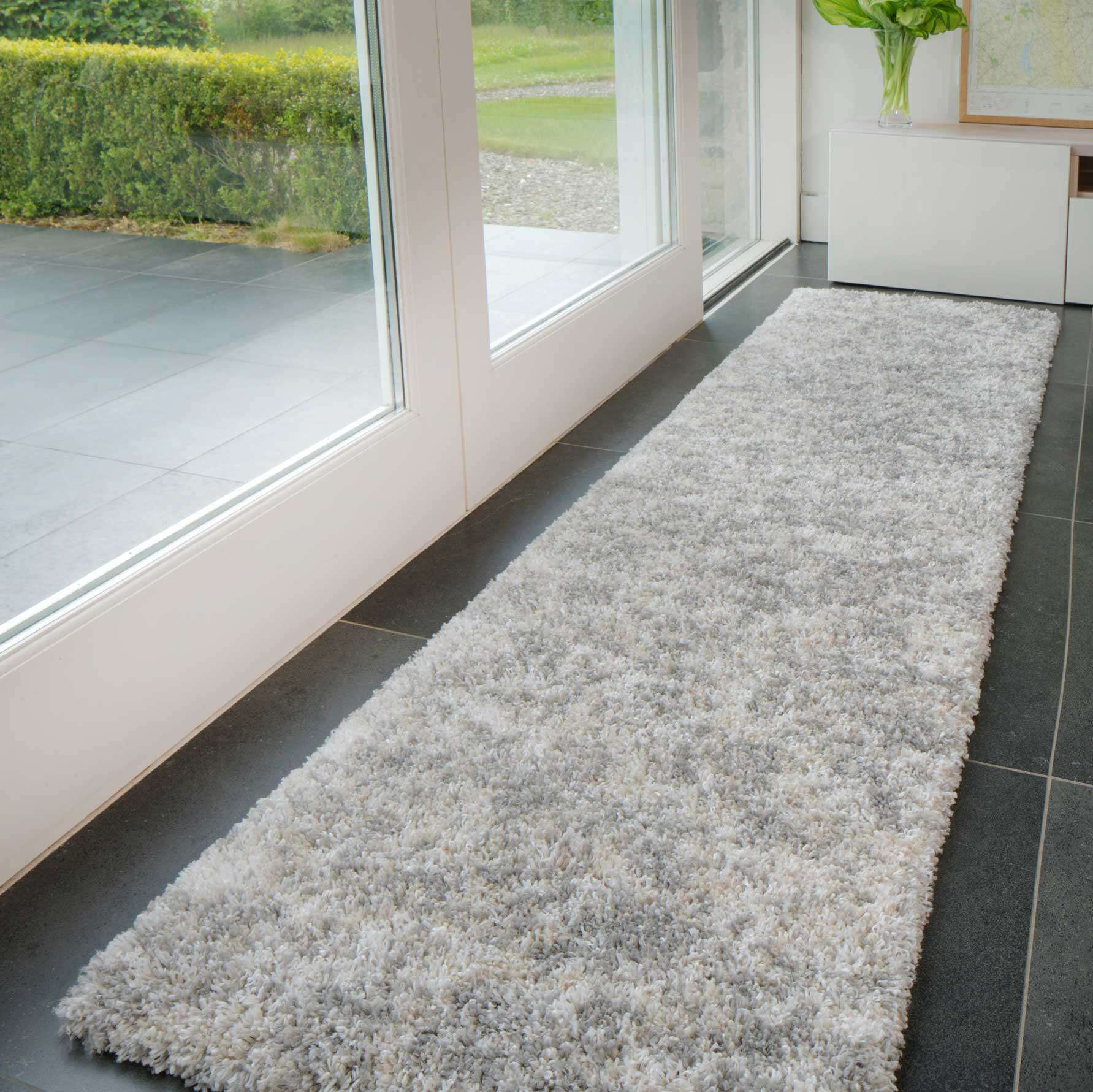 Soft Mottled Silver Shaggy Area Rug - Image 4