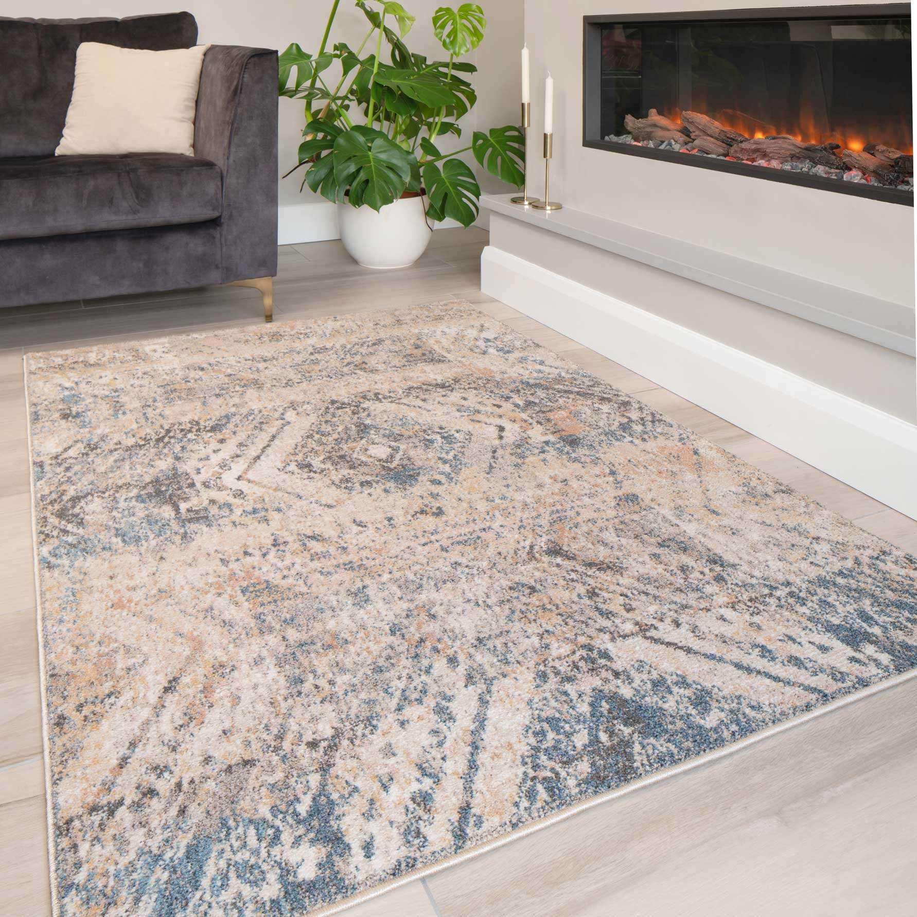 Soft Multicolour Concentric Diamond Area Rug - Erin - Image 4