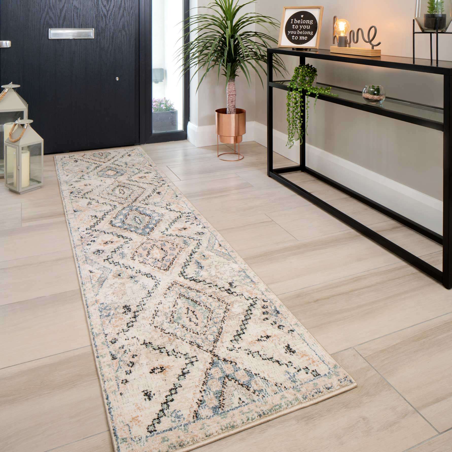 Soft Natural Blue Aztec Area Rug - Kemp - Image 3