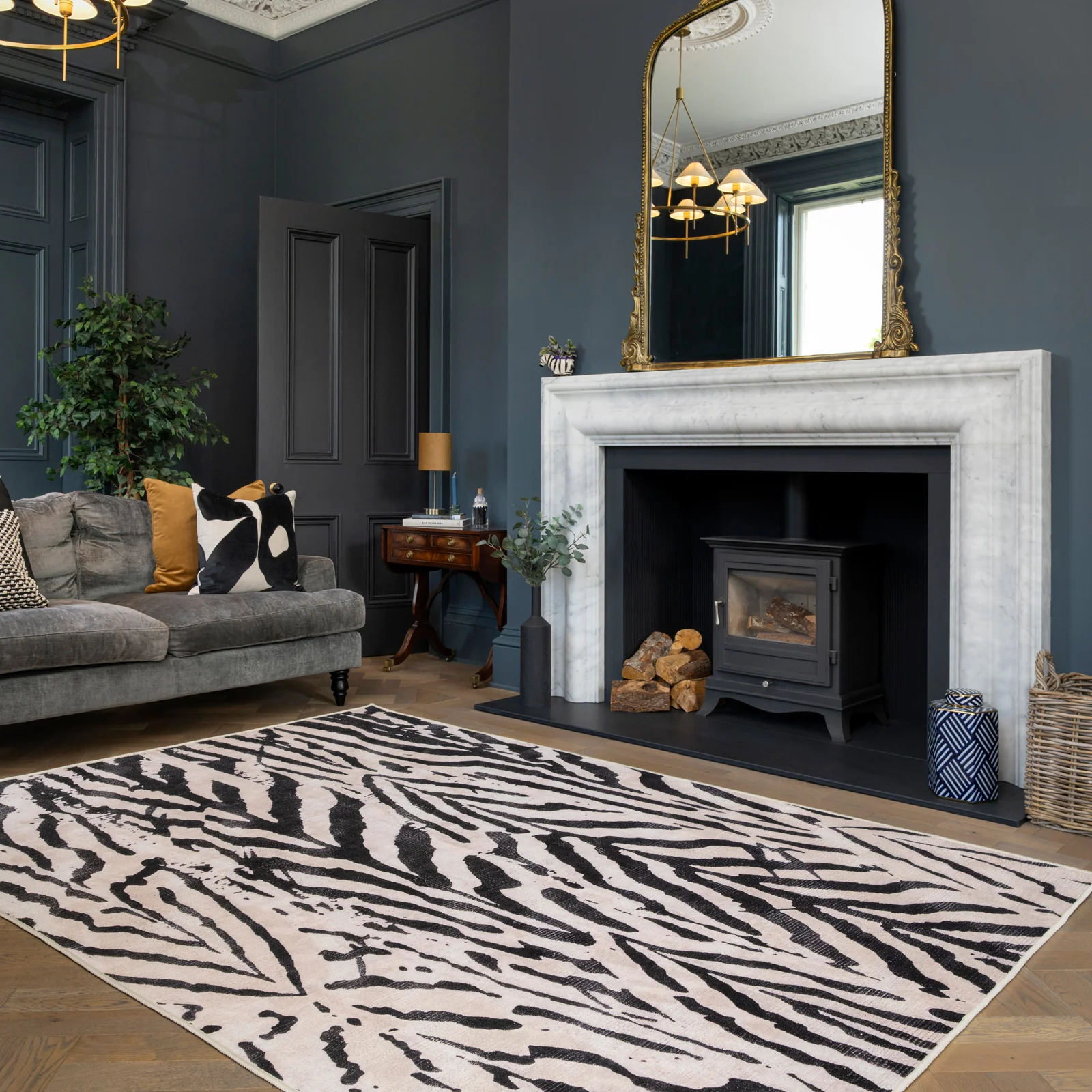 Soft Washable Black Zebra Print Rug - Ida - Image 2