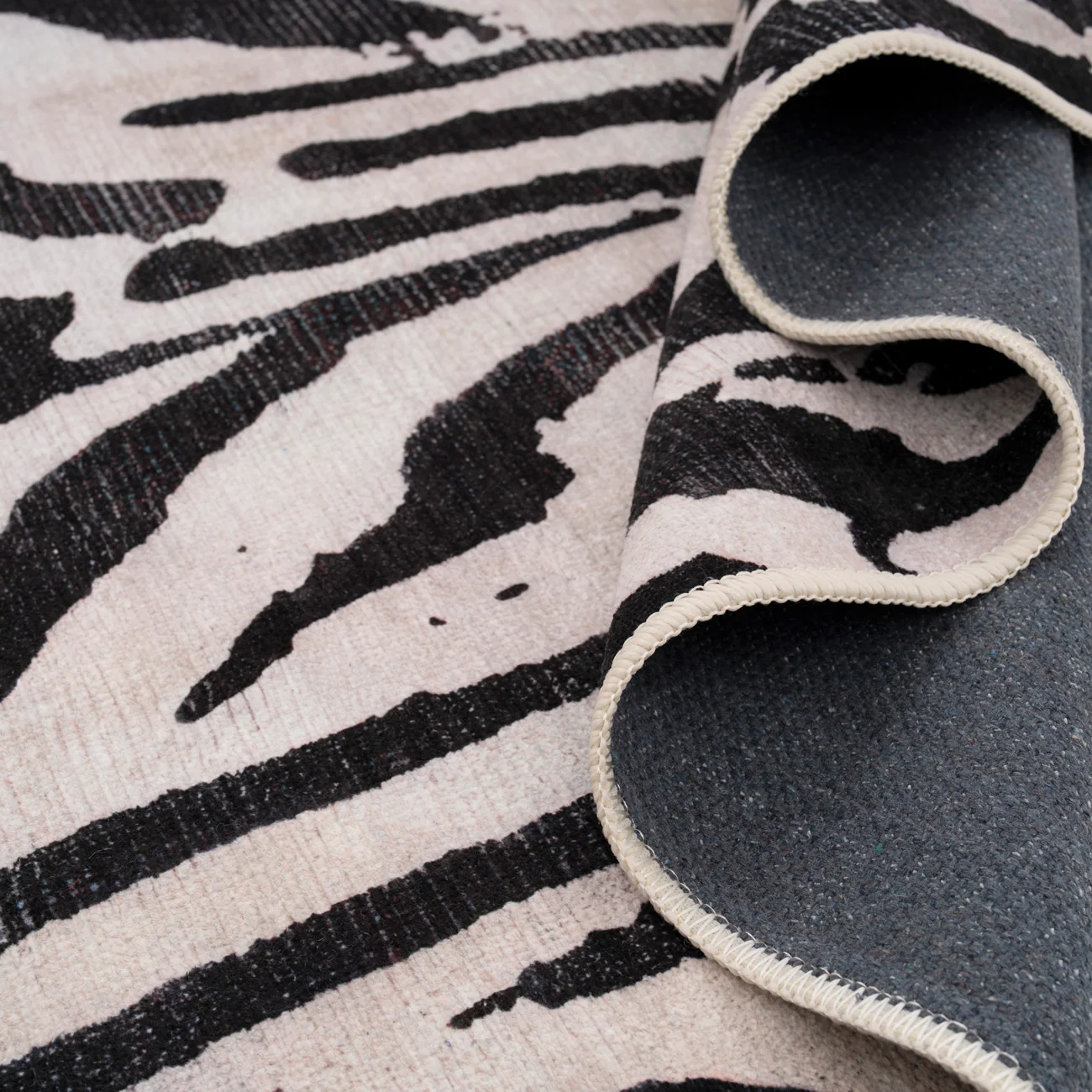 Soft Washable Black Zebra Print Runner - Ida - Image 5
