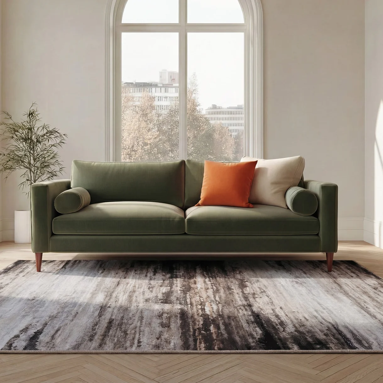 Soft Washable Brown Abstract Rug - Taron - Image 5