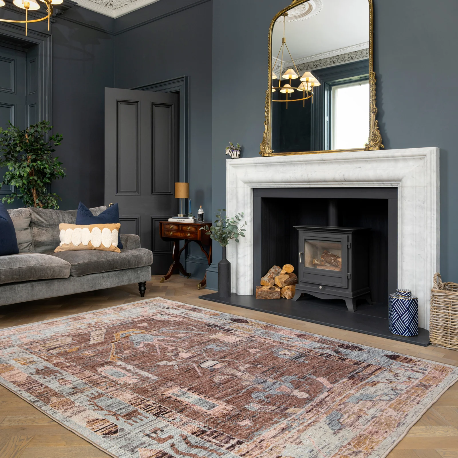 Soft Washable Brown Aztec Rug - Sybil - Image 2