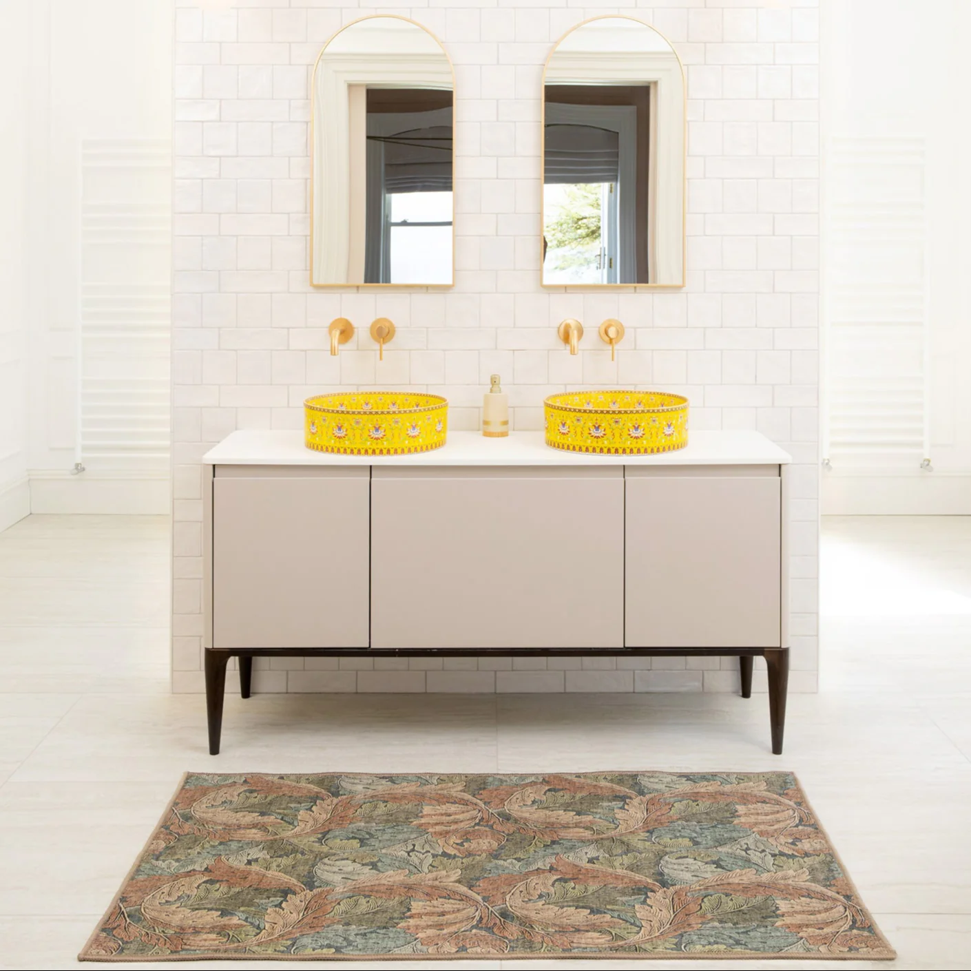 Soft Washable Green Leaf Bathroom Mat - Sylvan - Image 2