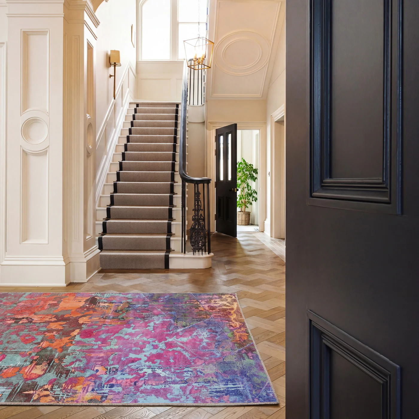 Soft Washable Multicolour Abstract Rug - Blazing - Image 2