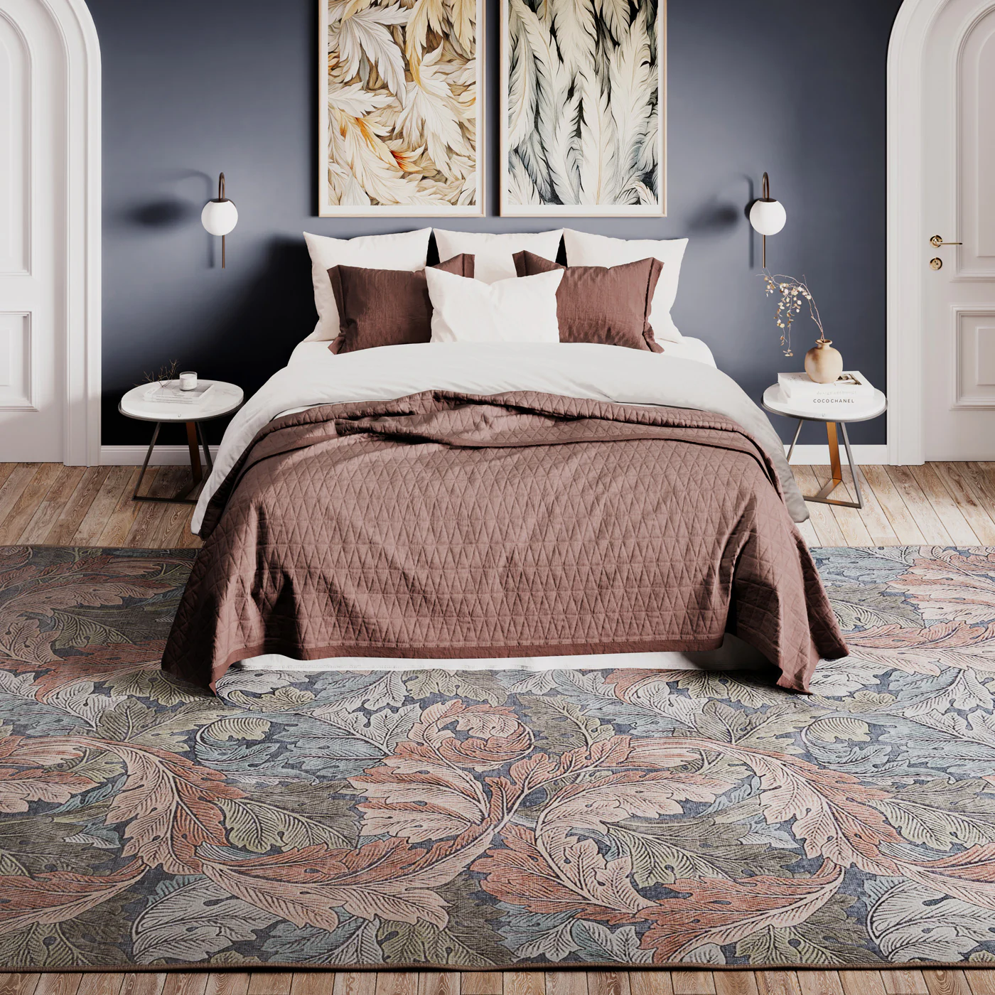 Soft Washable Green Leaf Print Rug - Sylvan - Image 7