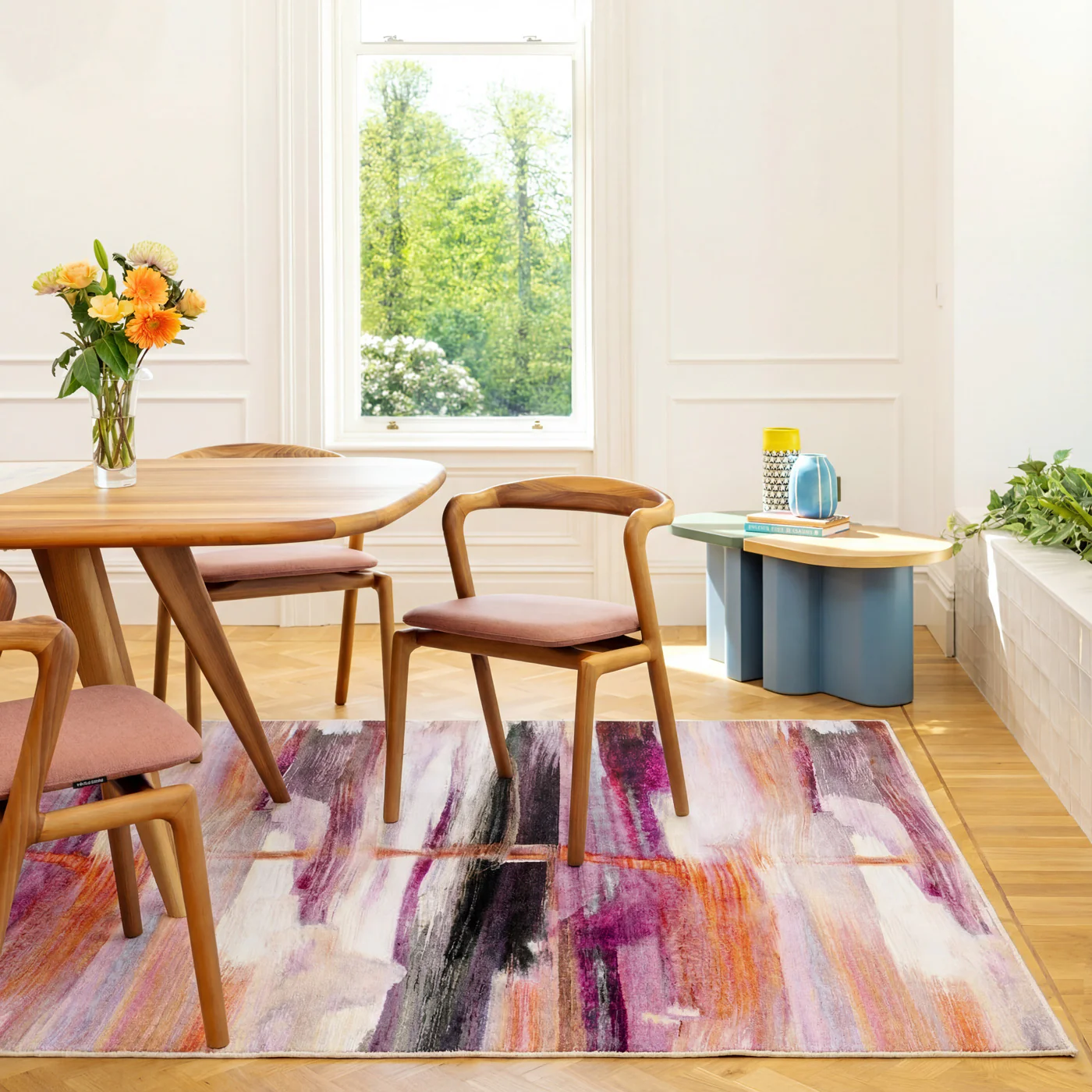 Soft Washable Pink Modern Art Rug - Festival - Image 2