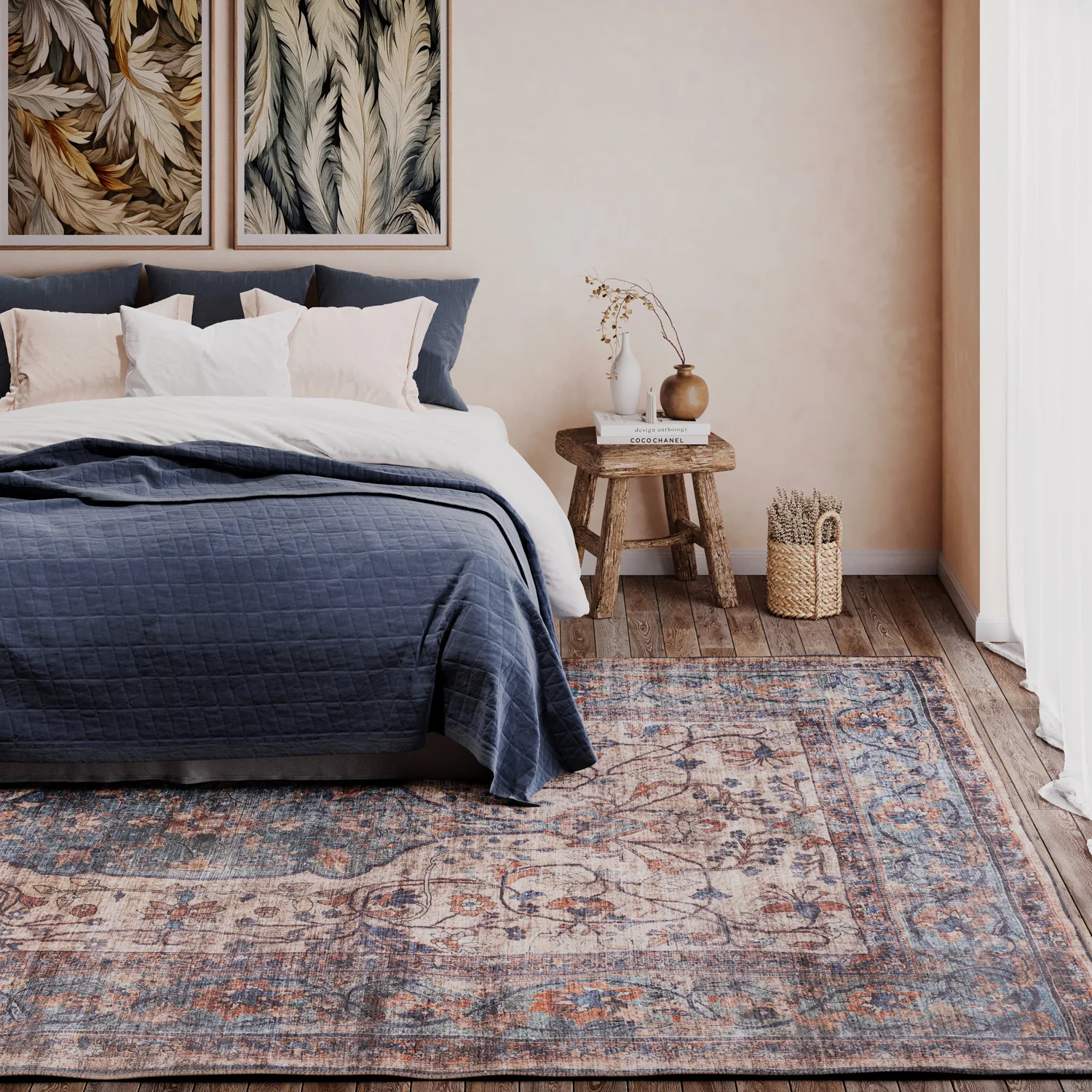 Soft Washable Blue Regency Rug - Dorothea - Image 6