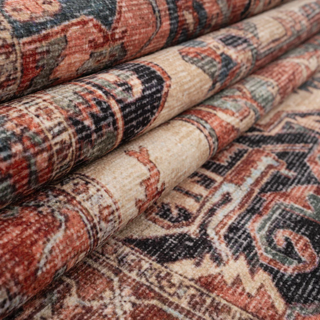Soft Washable Terracotta Medallion Runner - Verity - Image 4