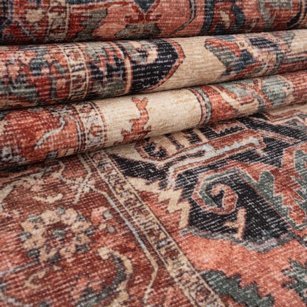 Soft Washable Terracotta Medallion Runner - Verity - Image 5