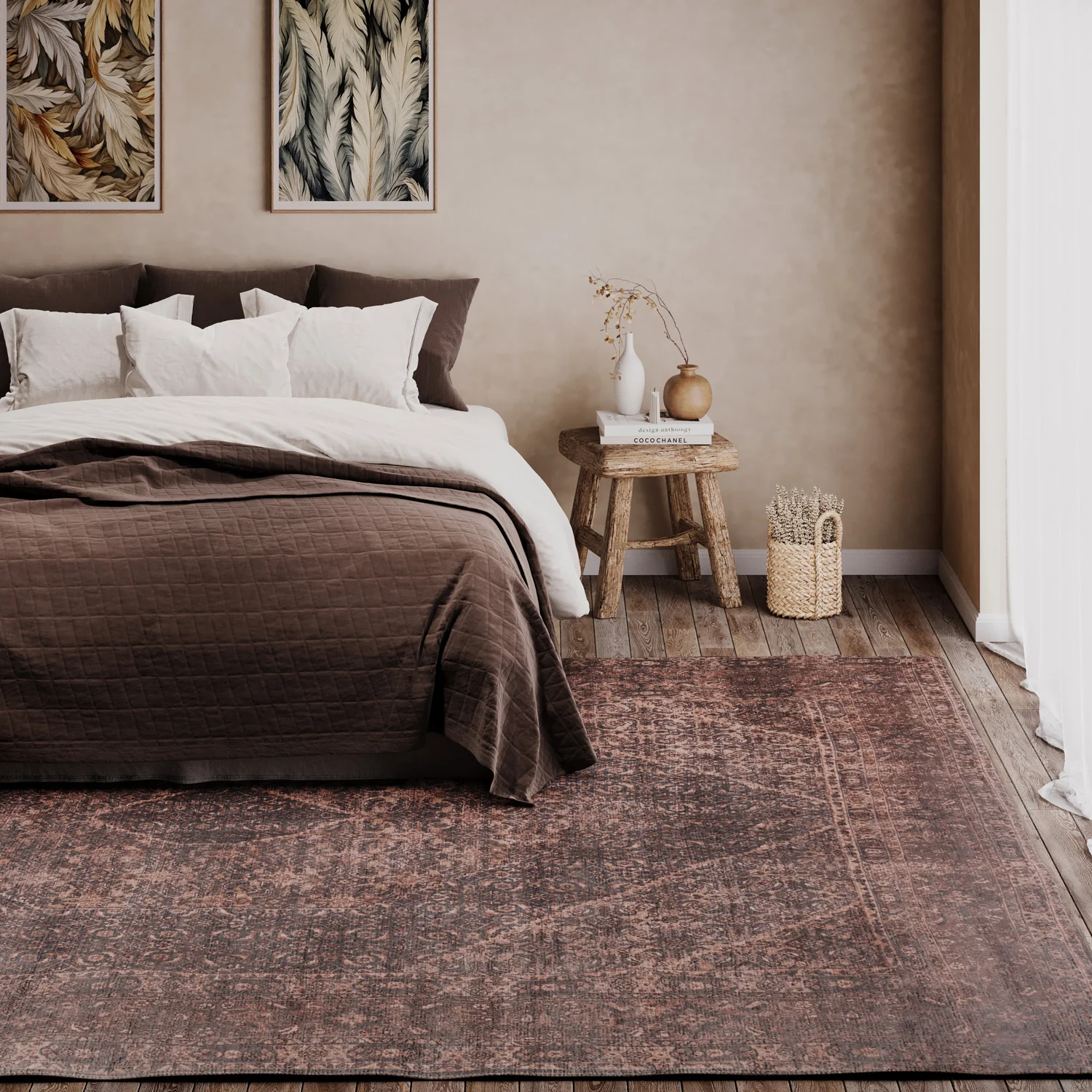 Soft Washable Brown Traditional Rug - Mabel - Image 6