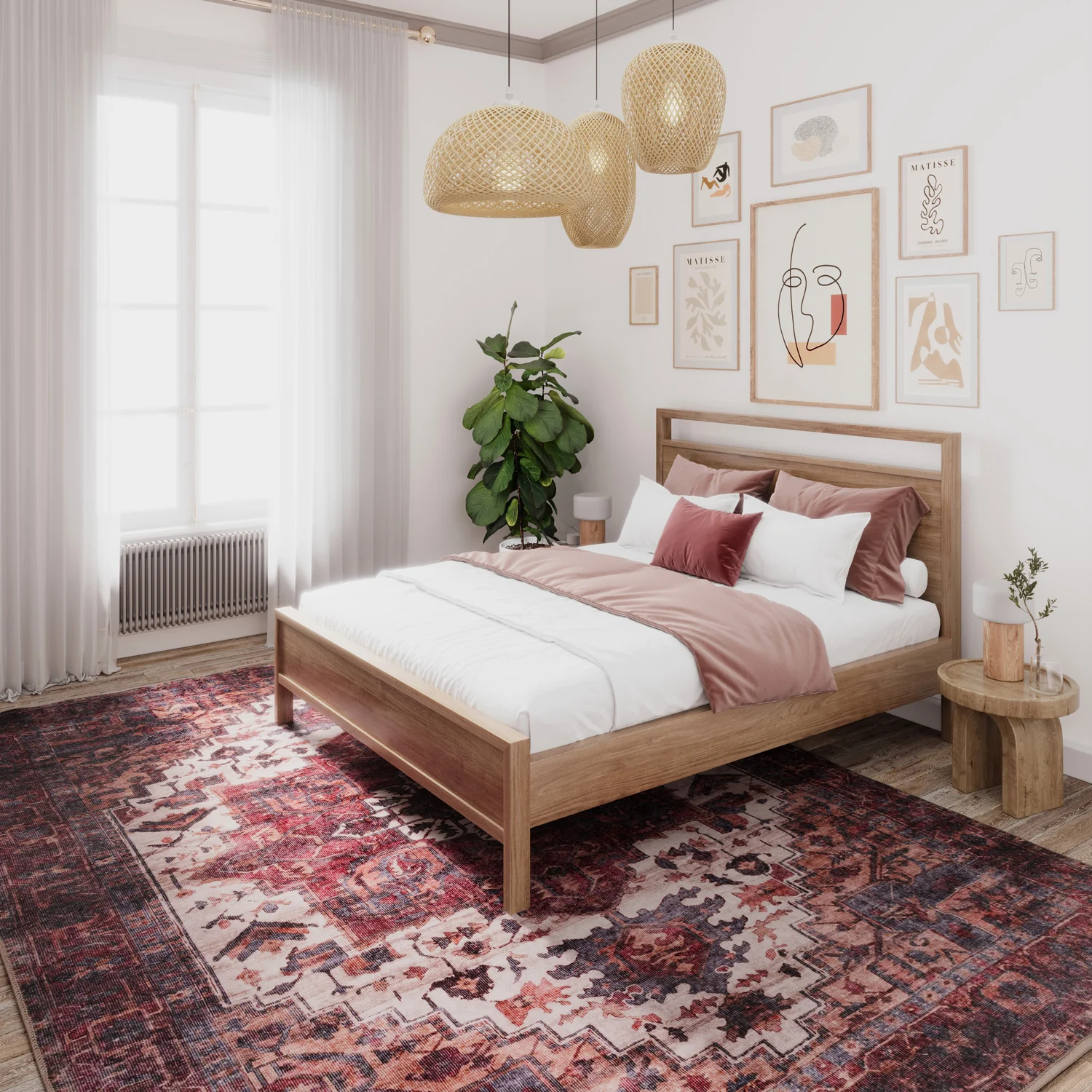 Soft Washable Traditional Burgundy Rug - Rubyana - Image 7