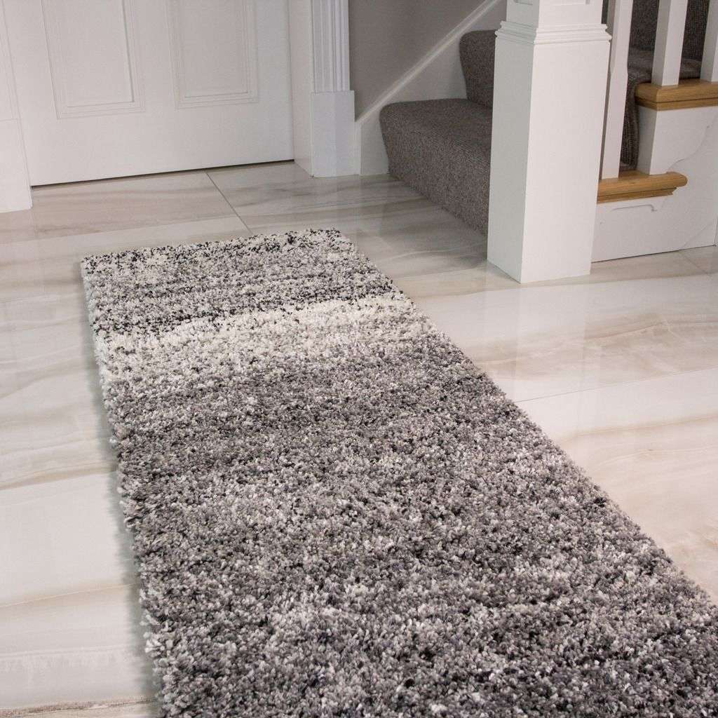 Super Soft Black Stripe Shaggy Bedroom Rug - Image 6