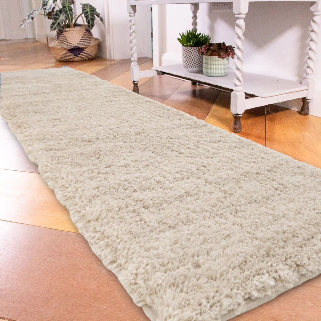 Soft Everyday Light Beige Shaggy Runner Rug - Image 2