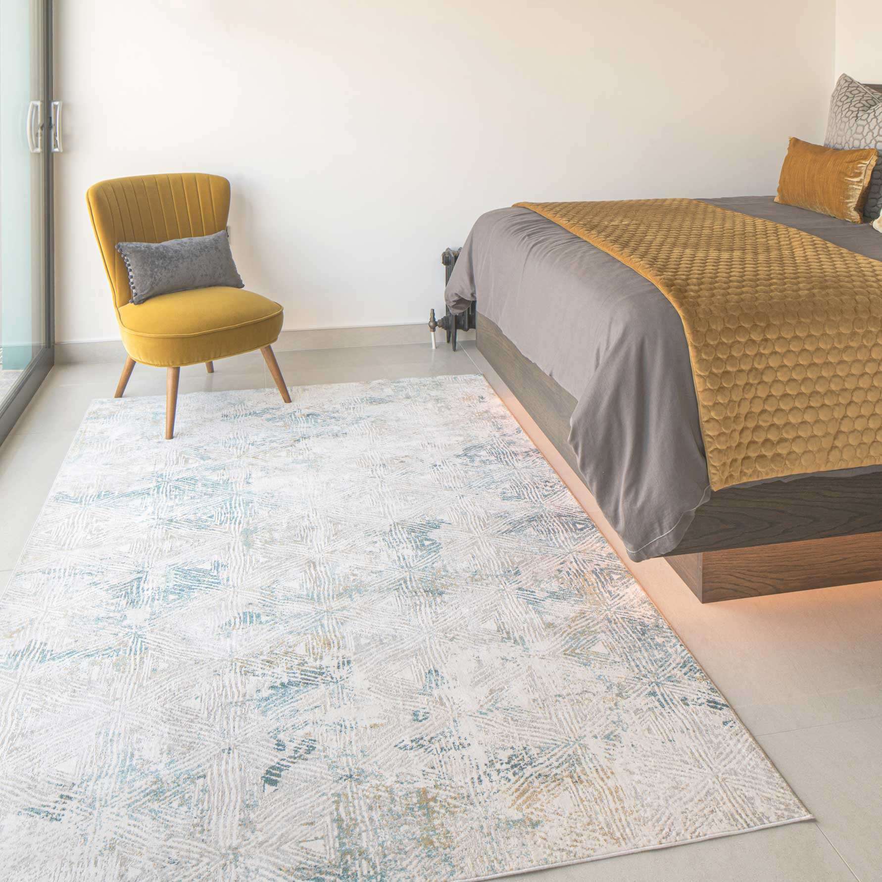 Teal Blue Cloudscape Living Room Rug - Times - Image 3