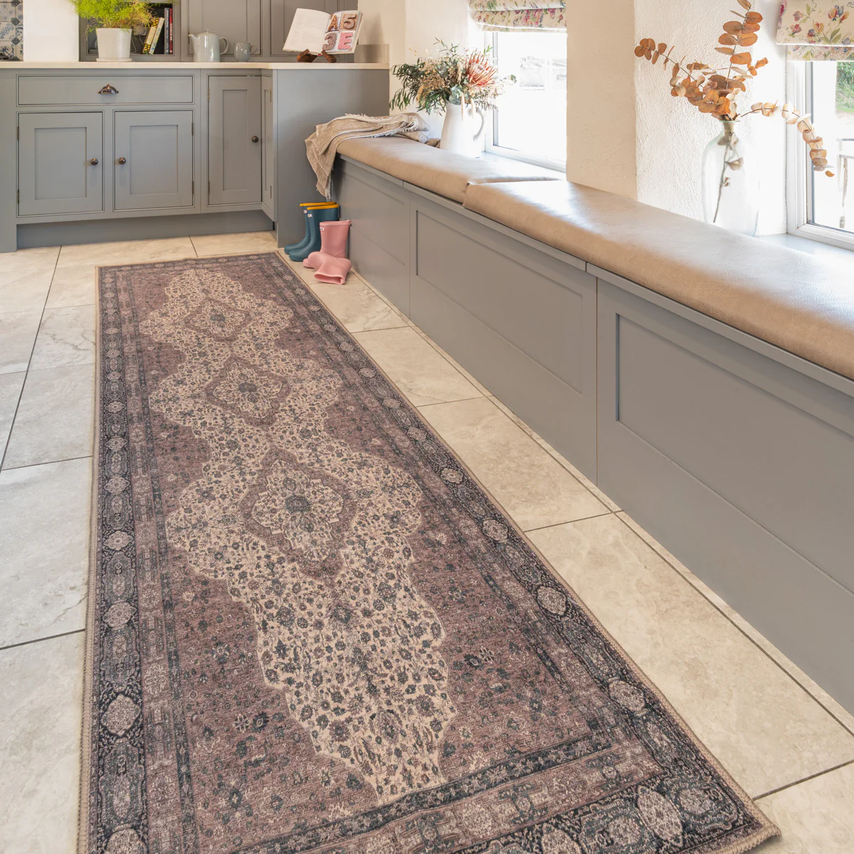 Flatwoven Washable Teal Medallion Area Rug - Caragh - Image 7