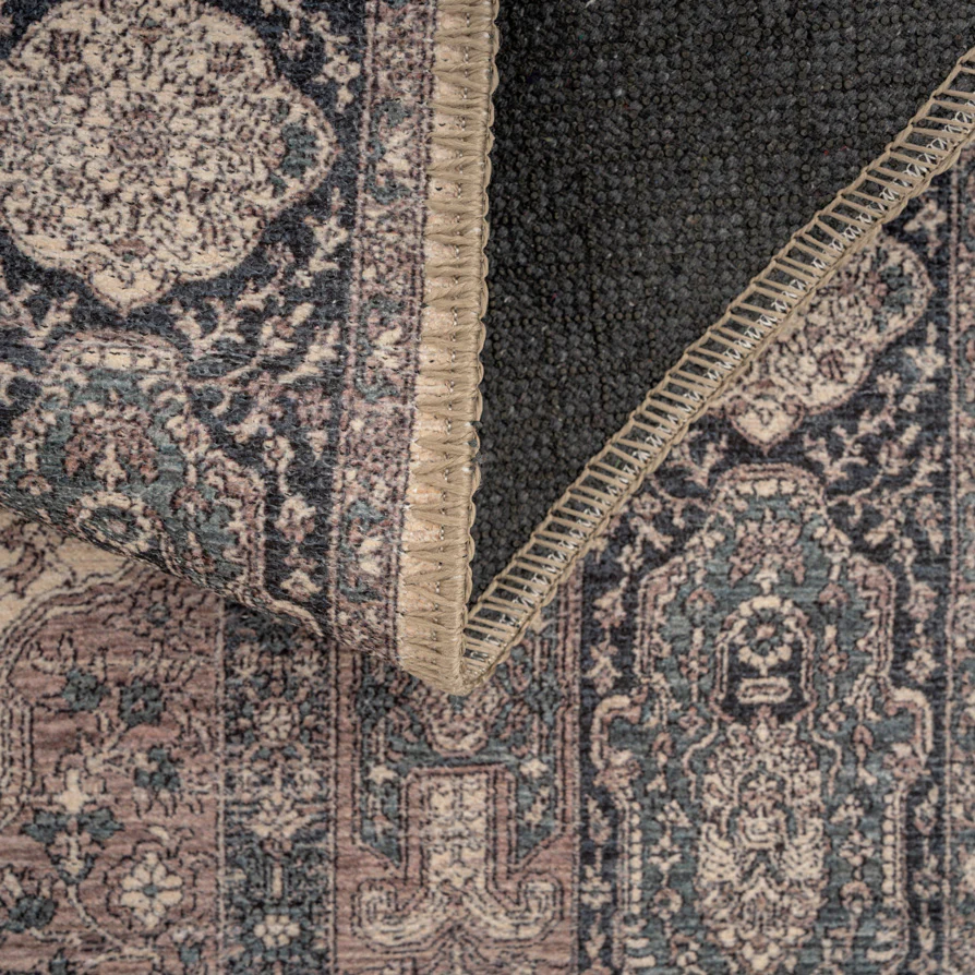 Flatwoven Washable Teal Medallion Area Rug - Caragh - Image 9