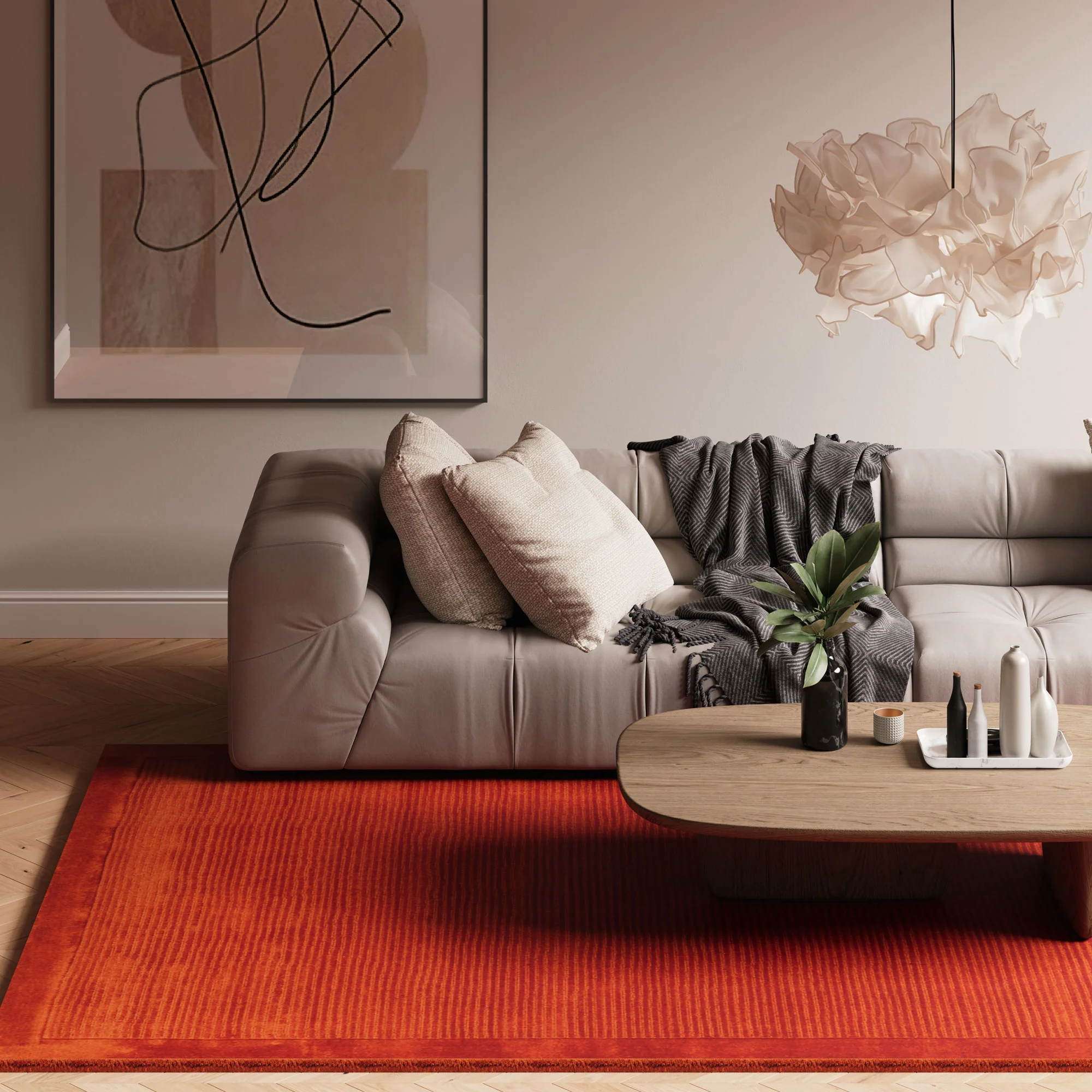 Terracotta Bordered Wool Rug - Olann Terra - Image 3