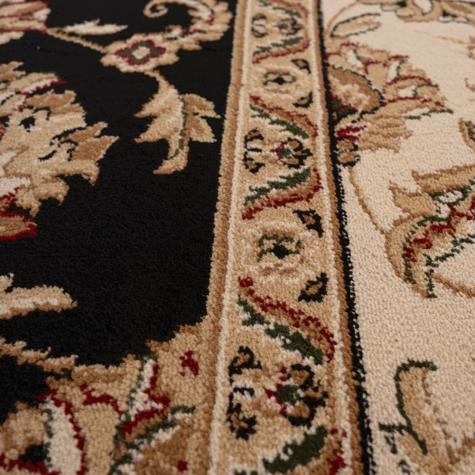 Traditional Black Floral Rug - Malaki - Image 4