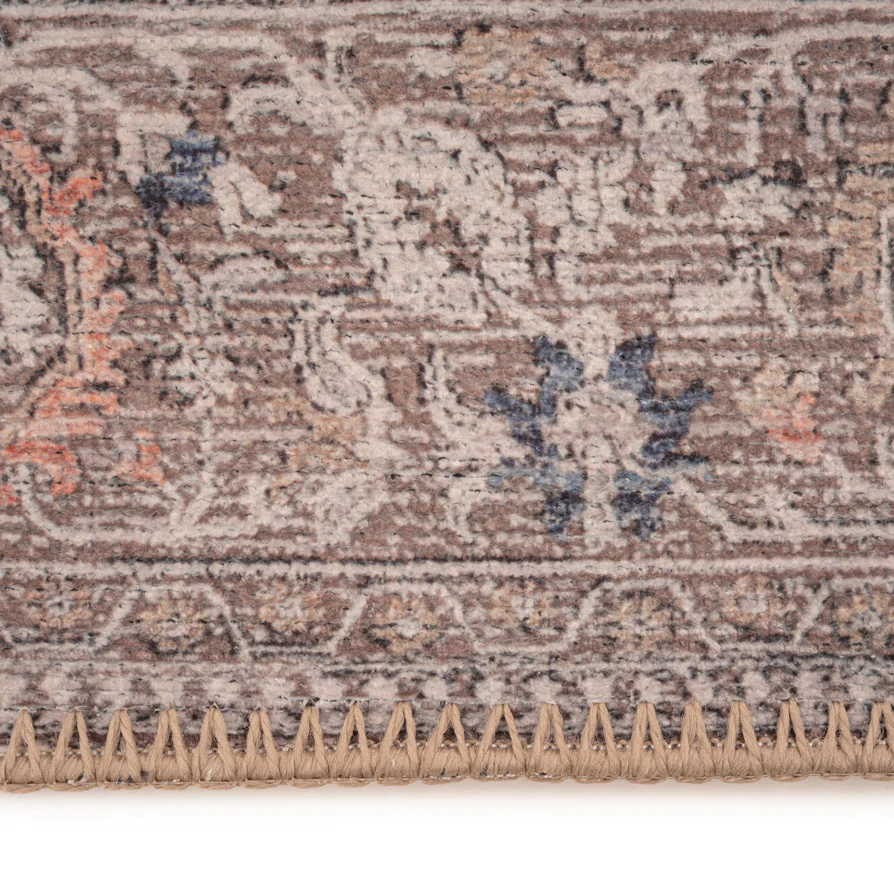 Flatwoven Washable Vintage Distressed Floral Area Rug - Macie - Image 9
