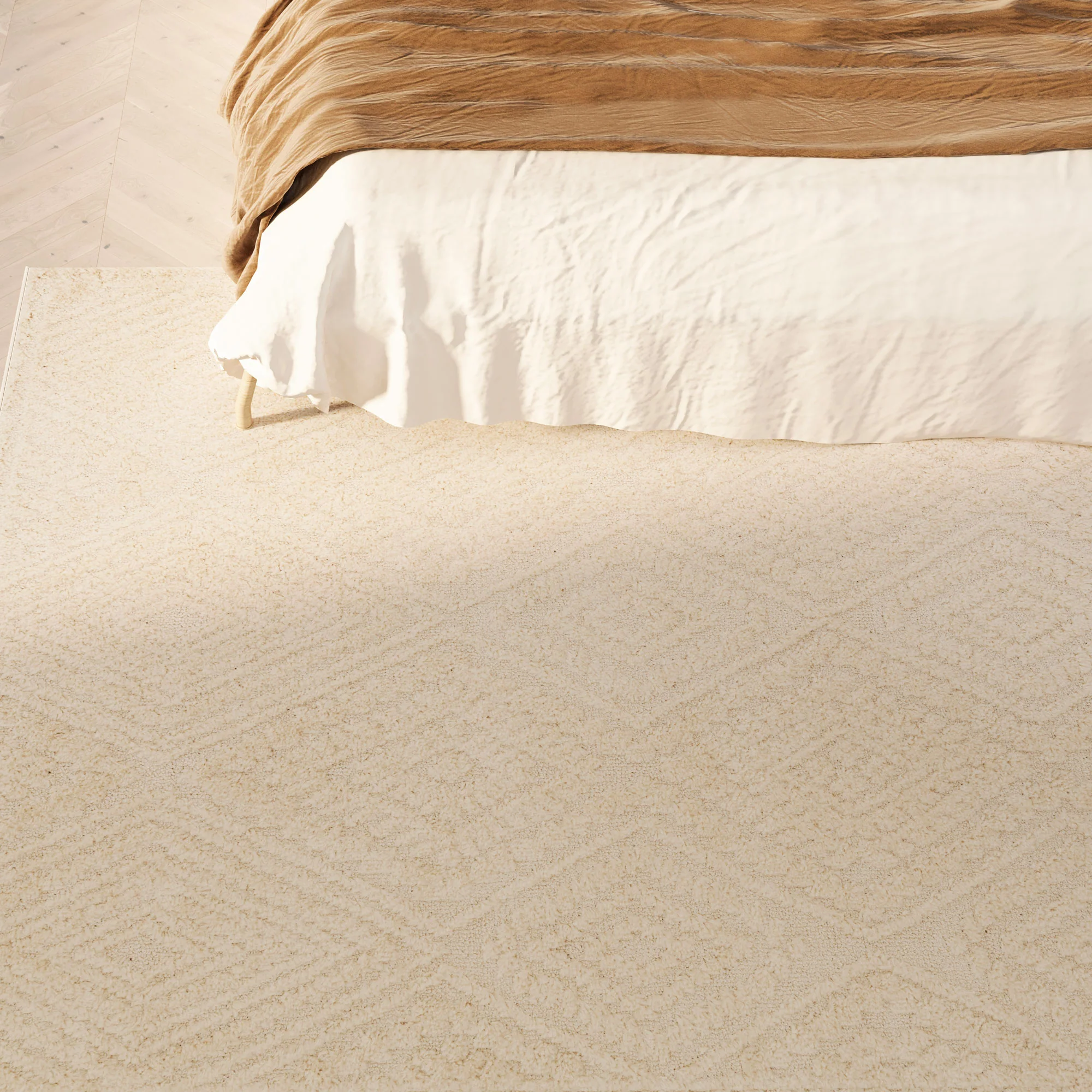 Warm White Tufted Diamond Rug - Elino - Image 3