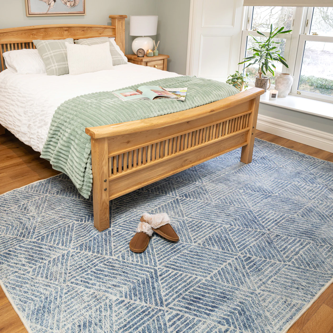 Washable Blue Geometric Rug - Plato - Image 3