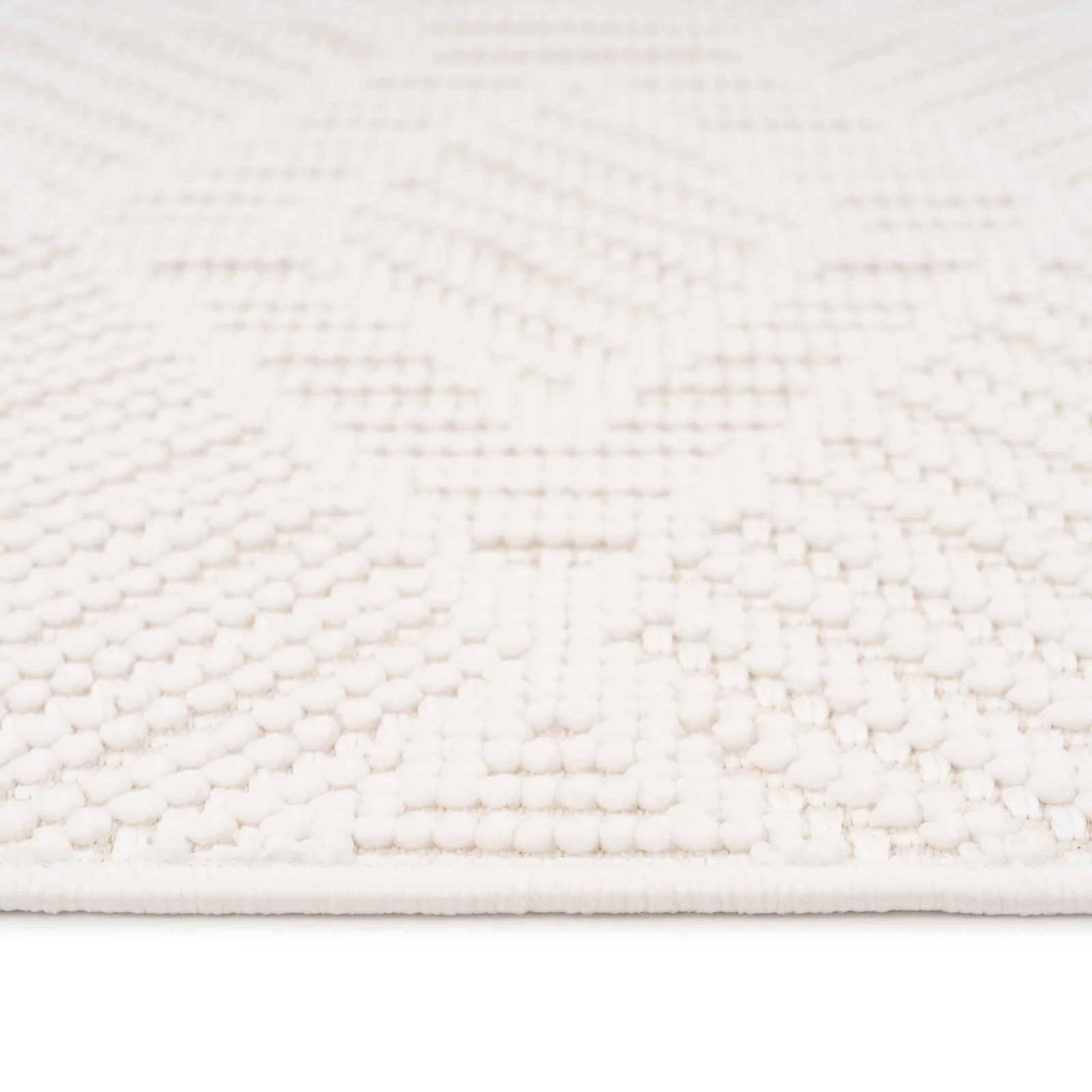 Washable Bobbled Cream Diamond Runner - Leah - Image 3