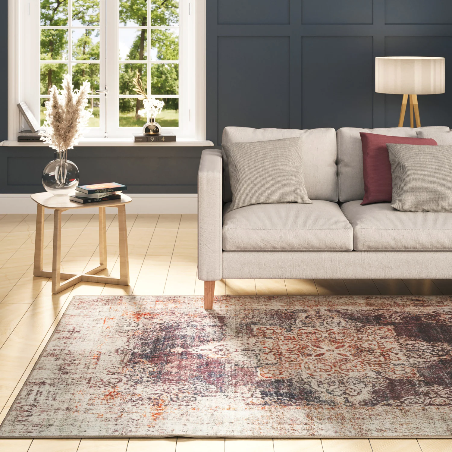 Washable Boho Distressed Rug - Opal - Image 2