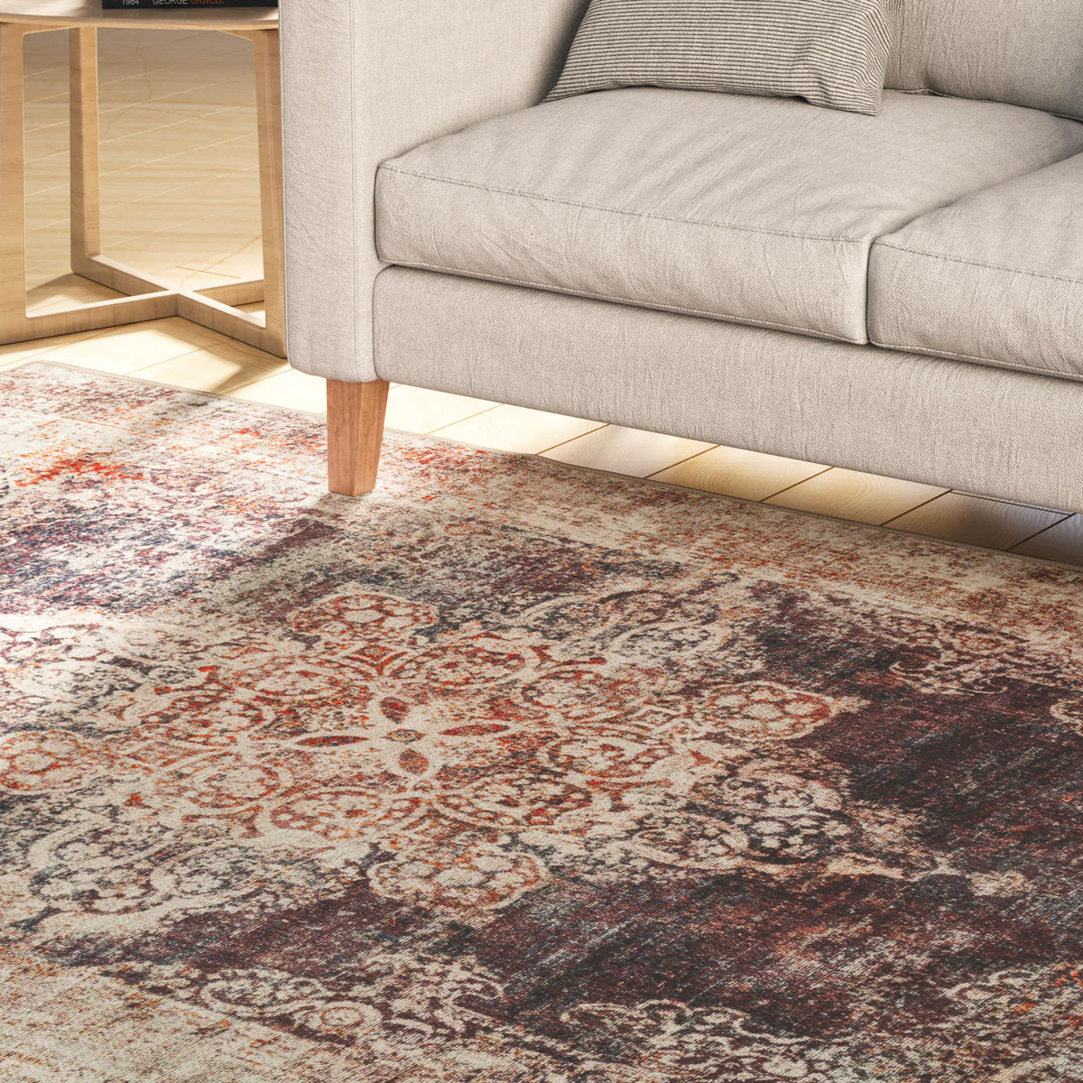 Washable Boho Distressed Rug - Opal - Image 3