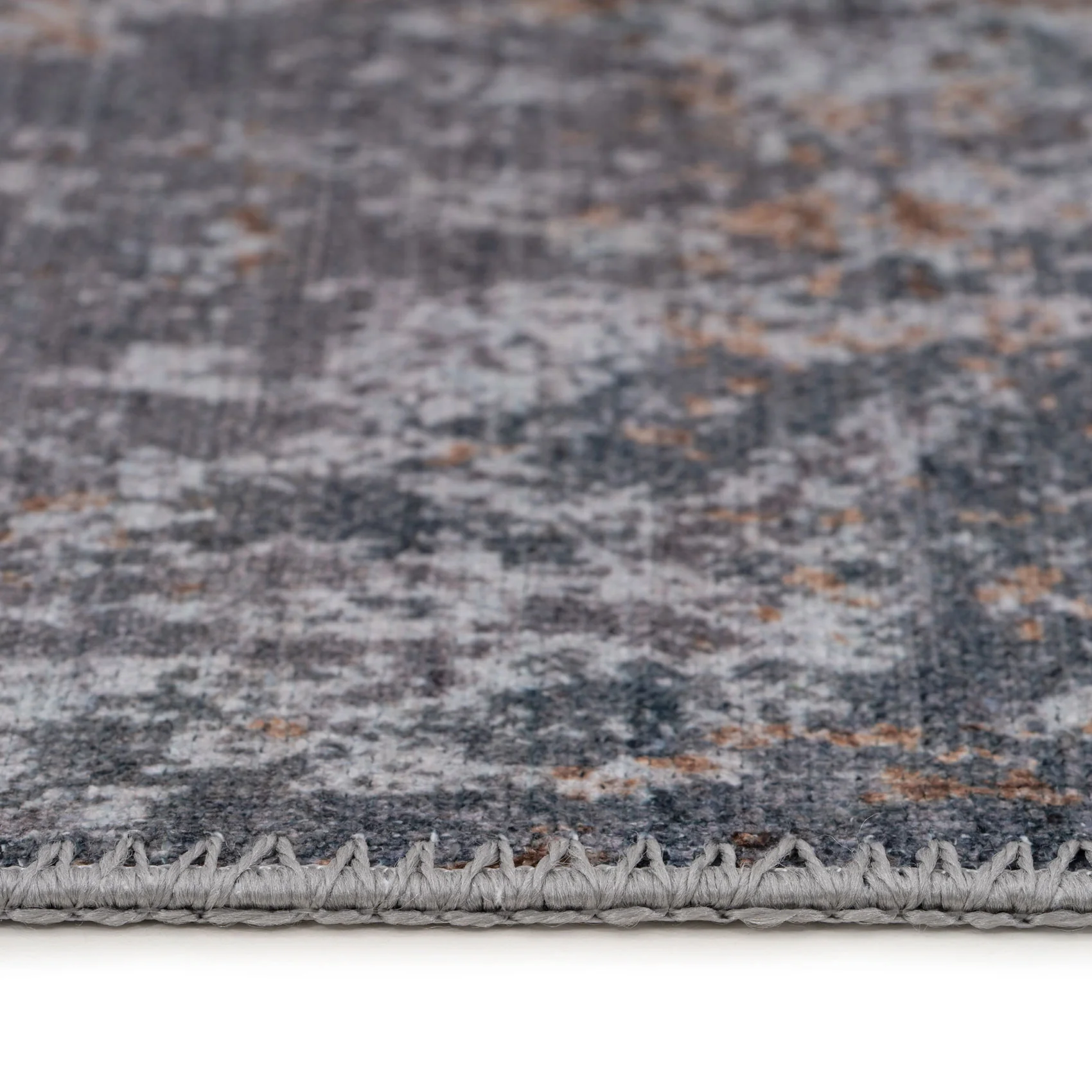 Flatwoven Washable Distressed Copper Blue Rug - Tobin - Image 5