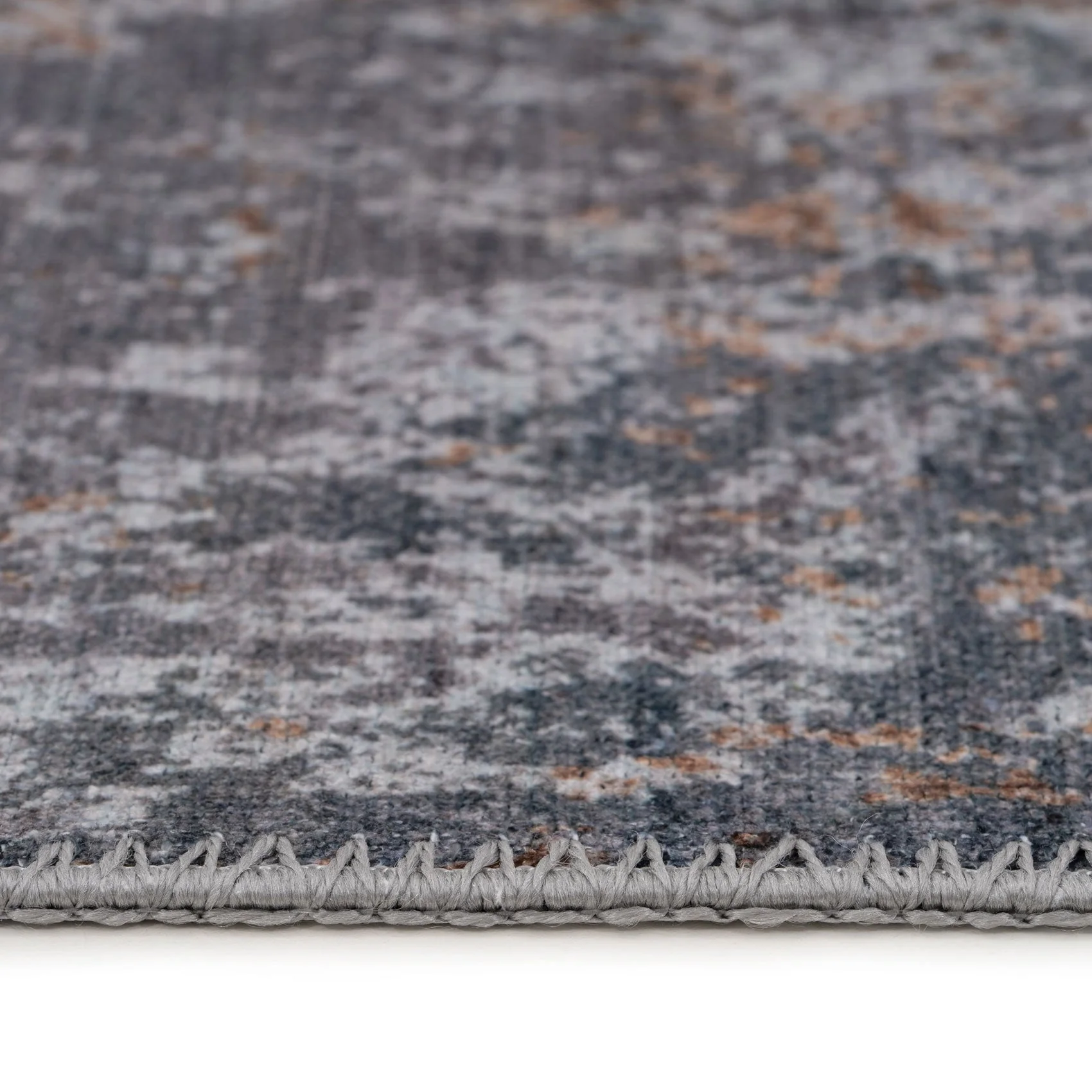Washable Distressed Copper Blue Runner - Tobin - Image 4