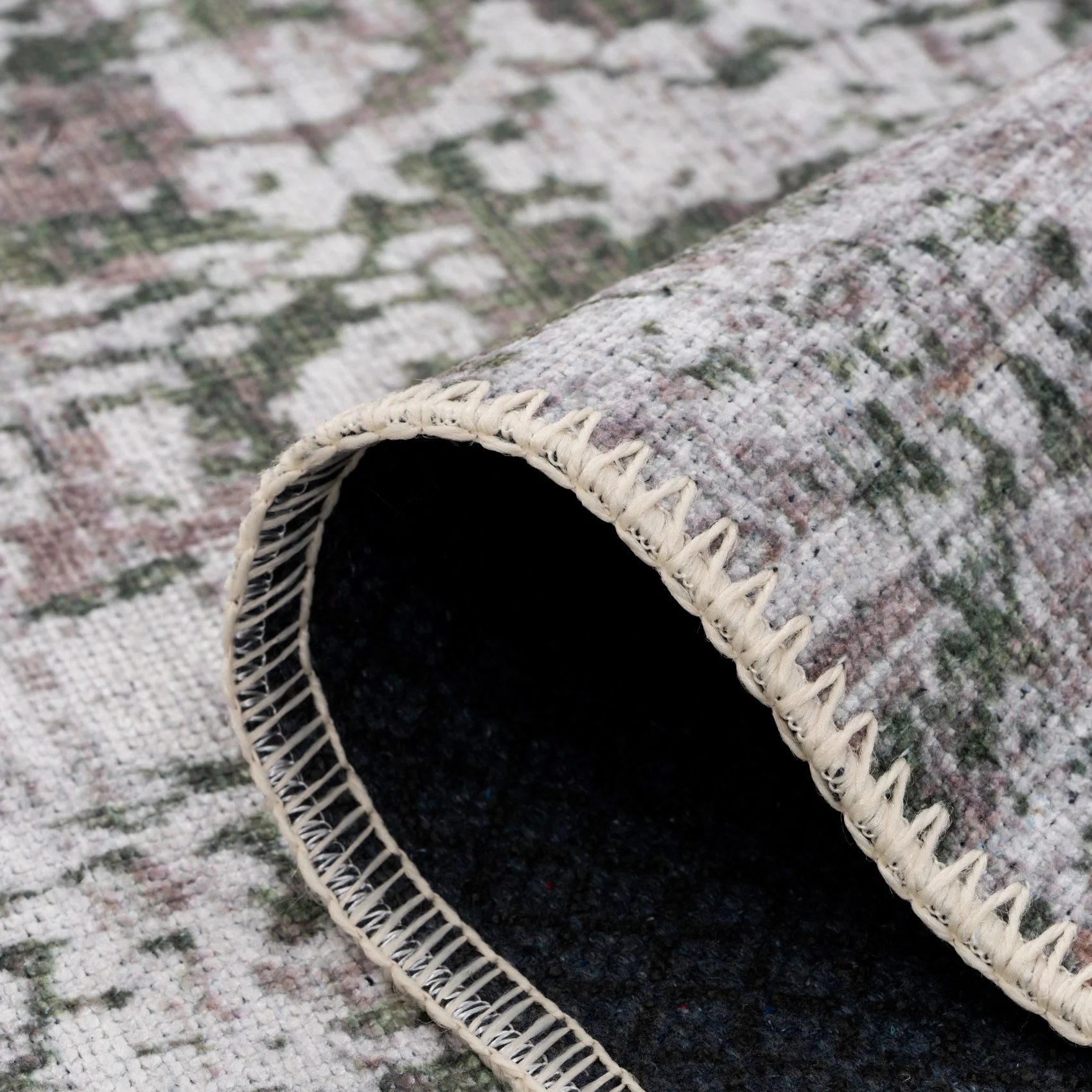 Flatwoven Washable Distressed Green Rug - Kale - Image 11