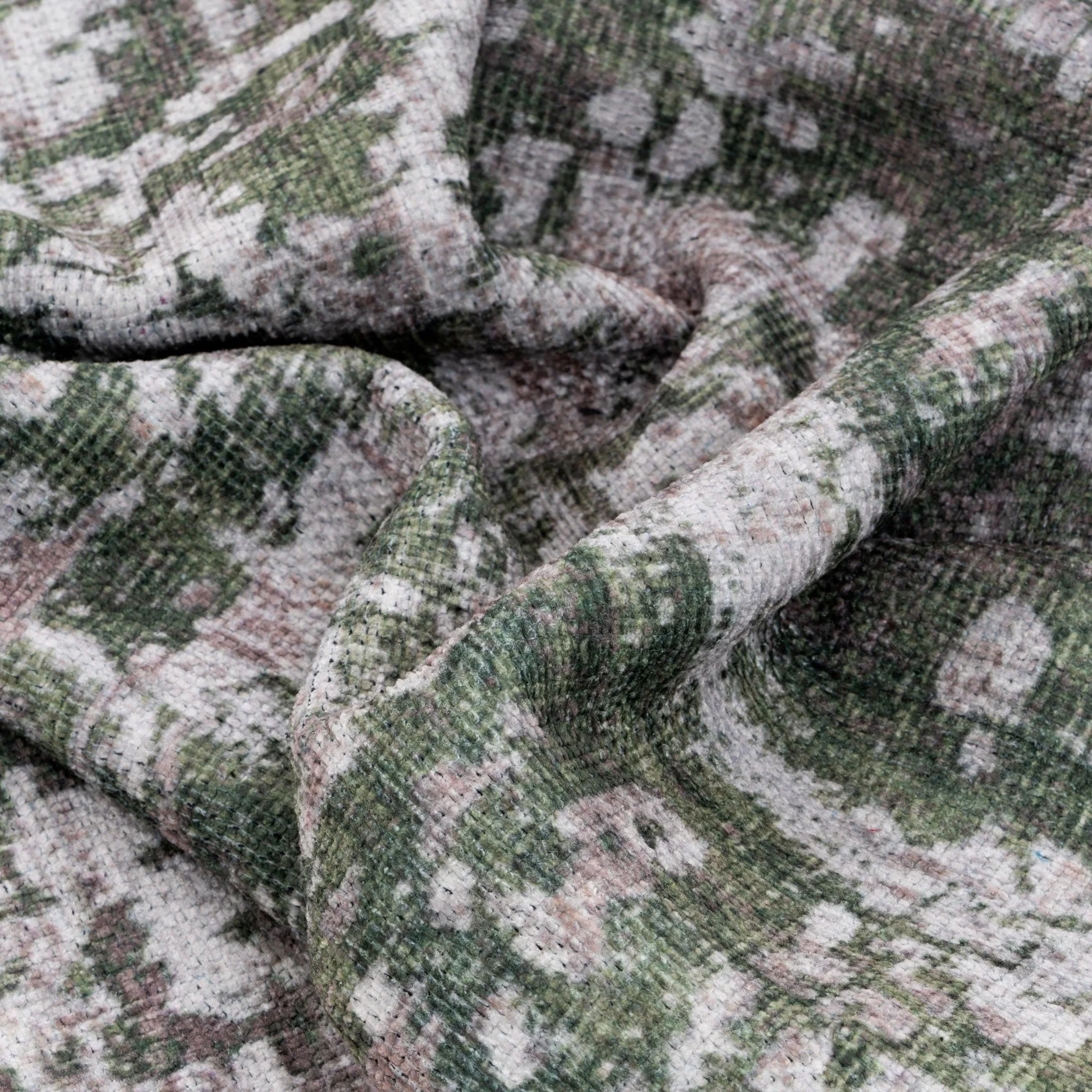 Flatwoven Washable Distressed Green Runner - Kale - Image 3