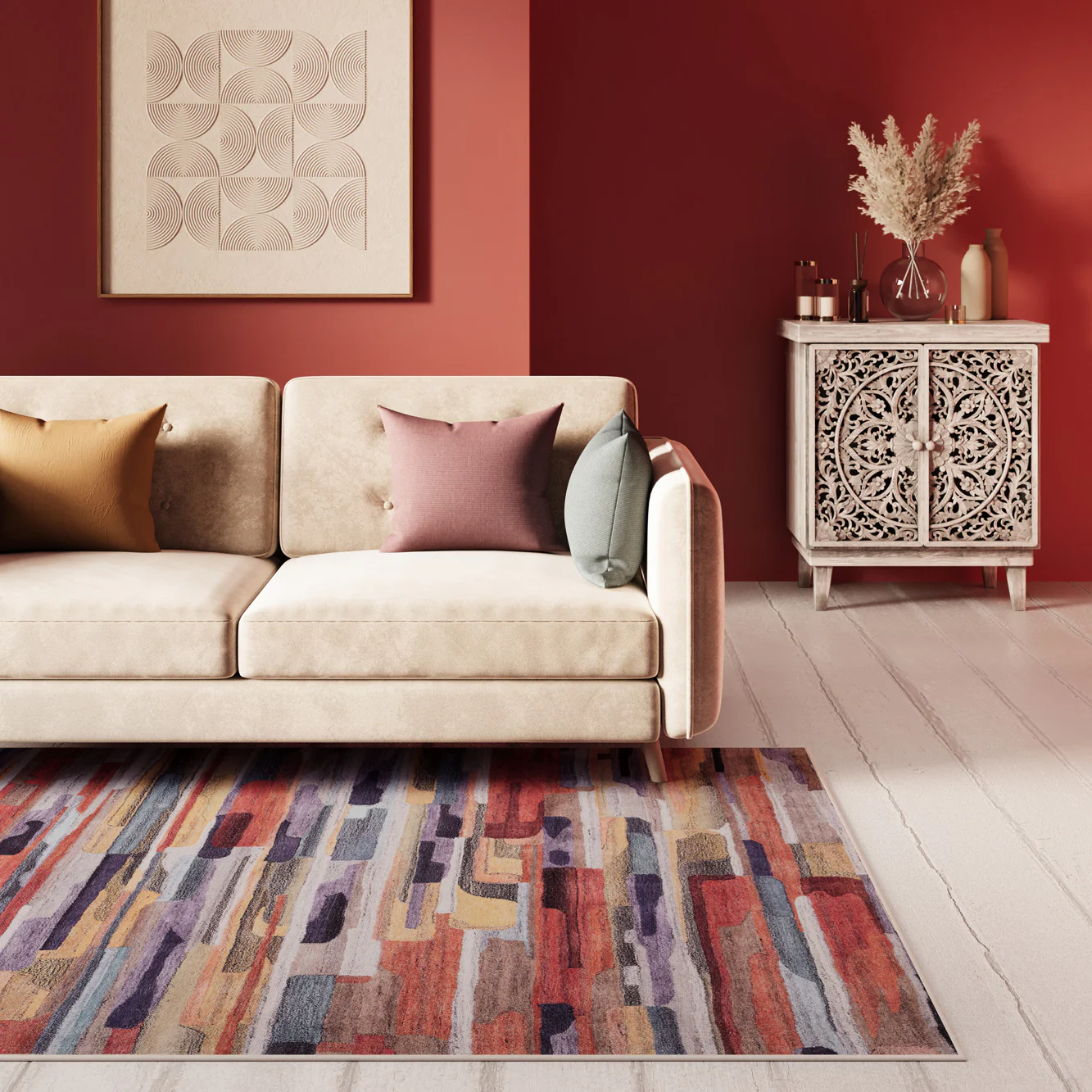 Washable Multicolour Kitchen Mat - Blur - Image 4