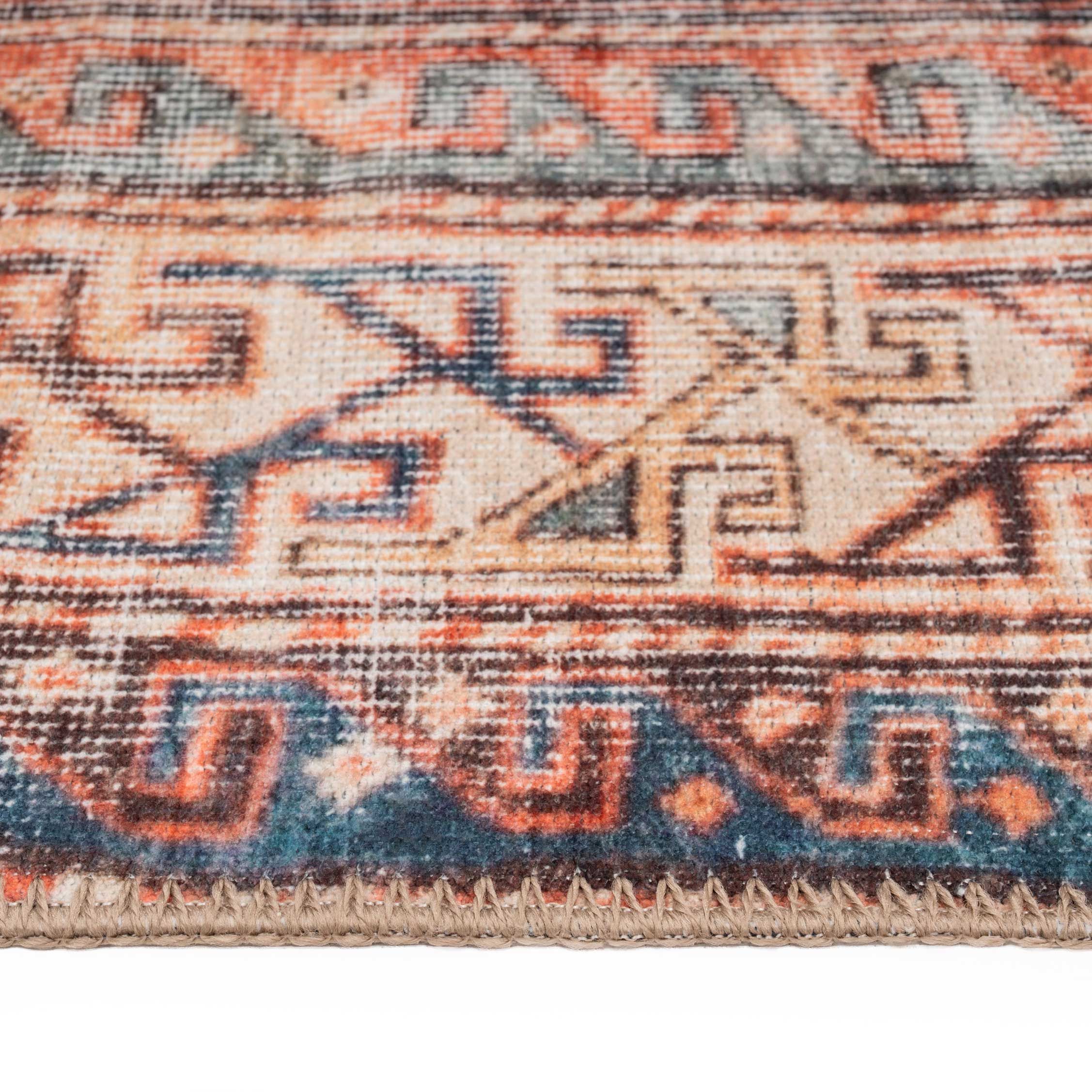 Flatwoven Washable Terracotta Distressed Circle Rug - Perla - Image 5