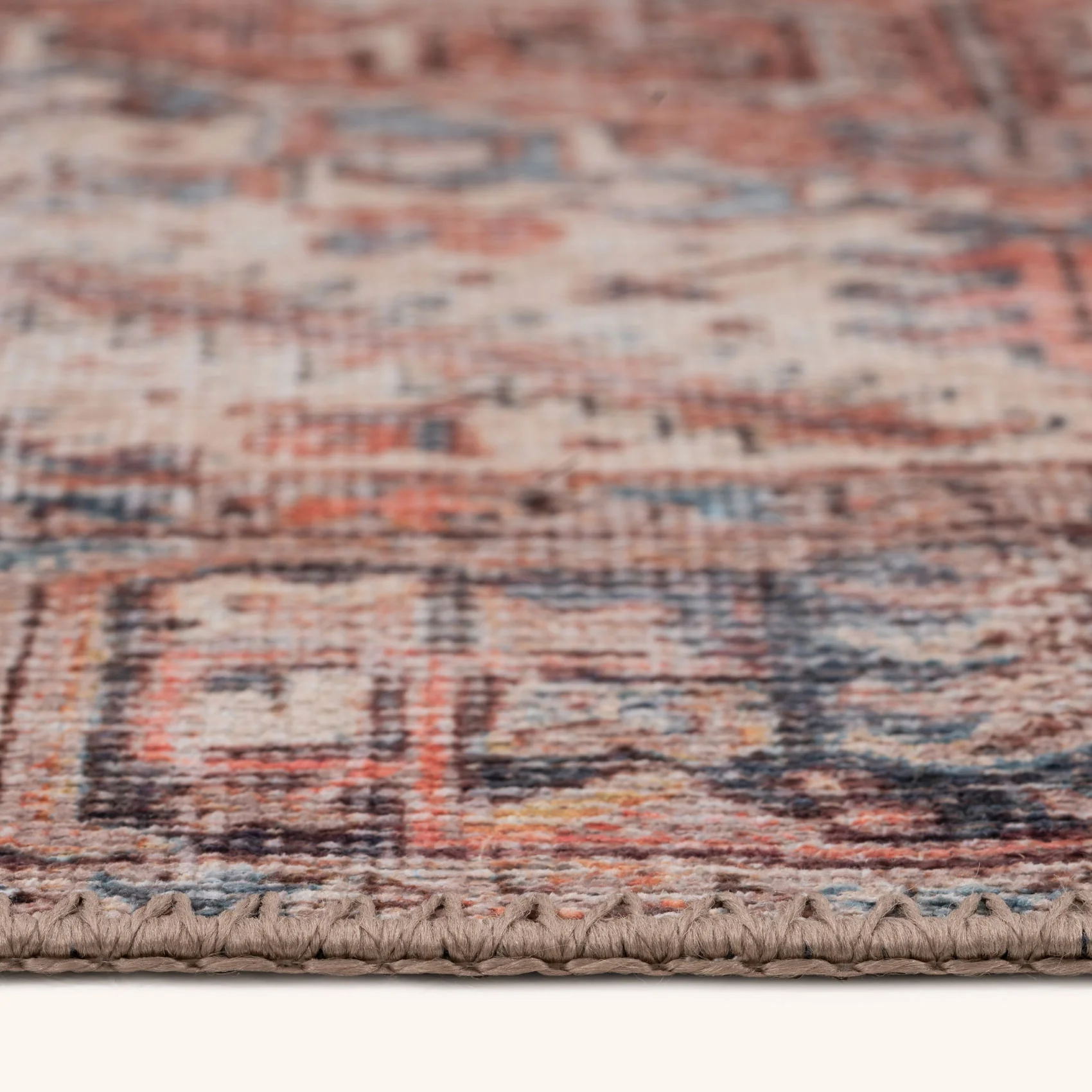 Flatwoven Washable Terracotta Medallion Area Rug - Neeve - Image 9