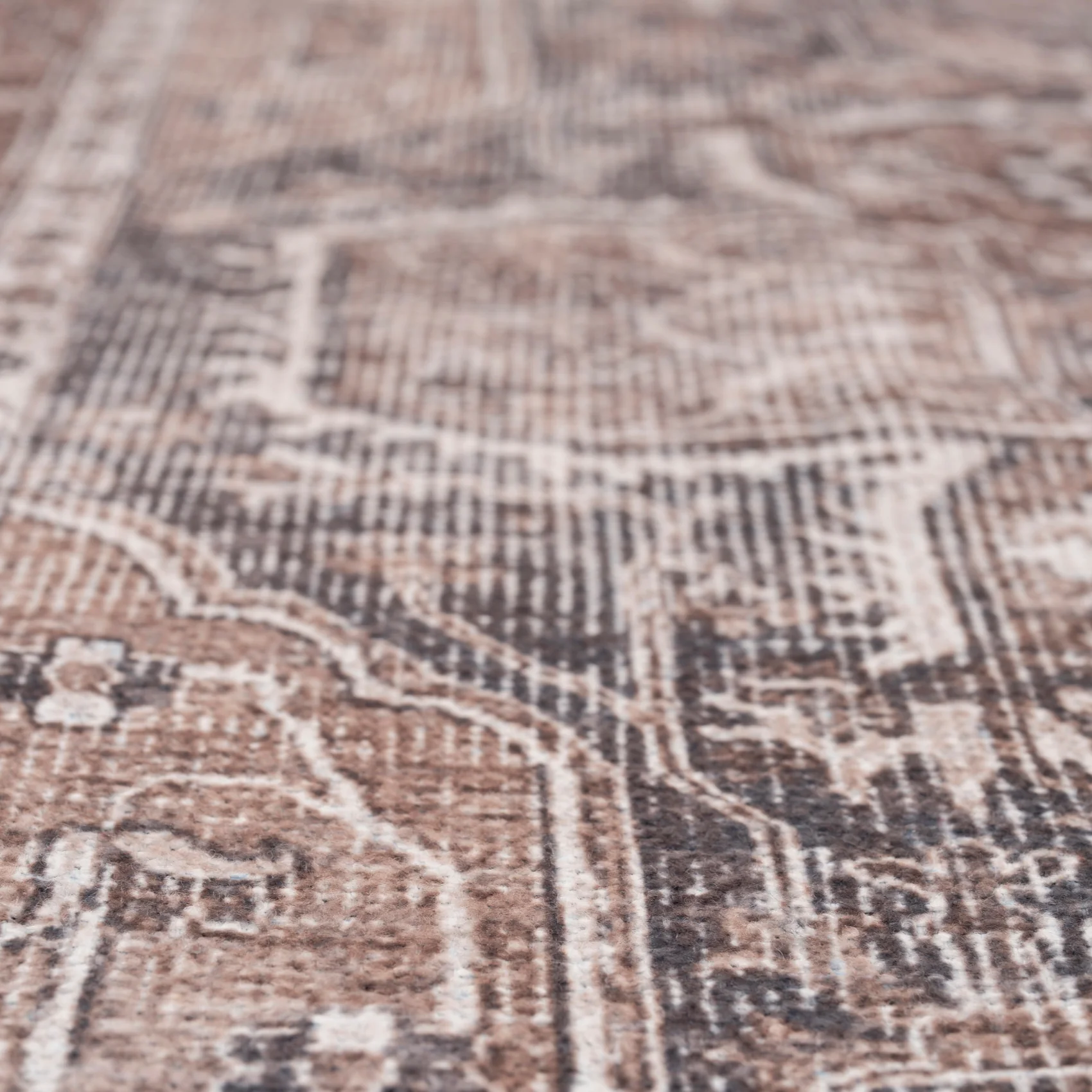 Washable Vintage Brown Beige Rug - Lois - Image 7