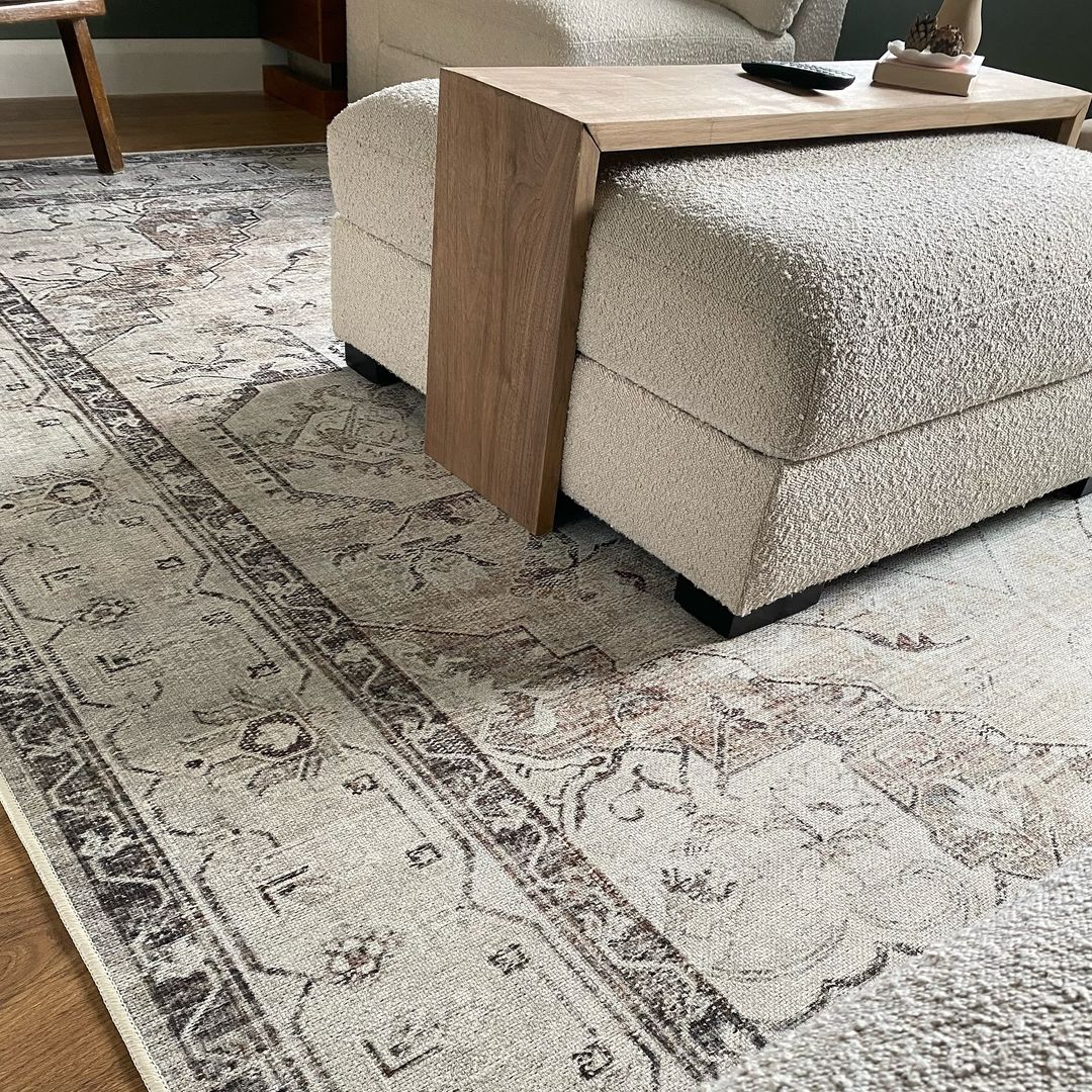 Flatwoven Washable Vintage Ivory Area Rug - Margot - Image 14