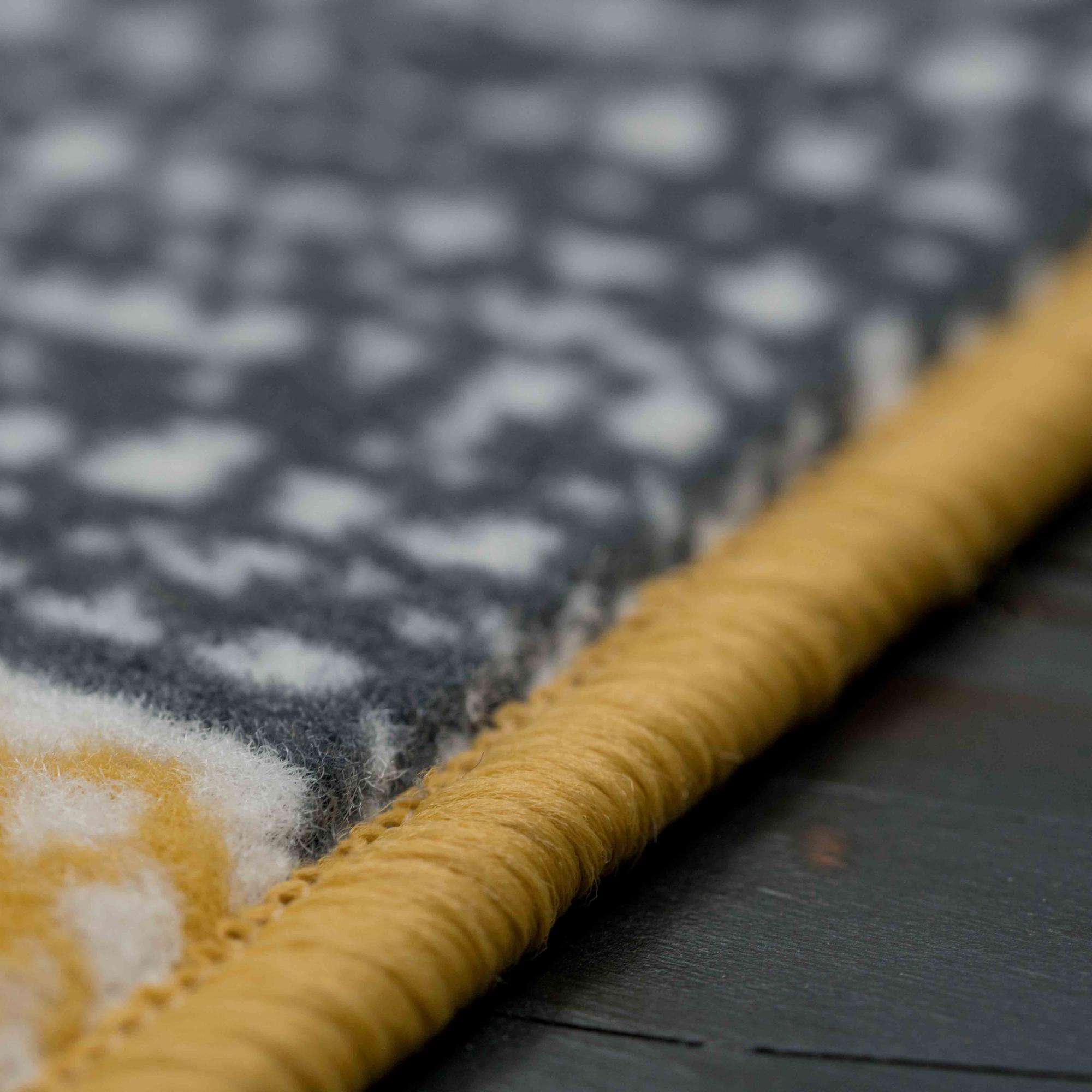 Yellow Grey Patchwork Hallway Runner Rug - Image 3