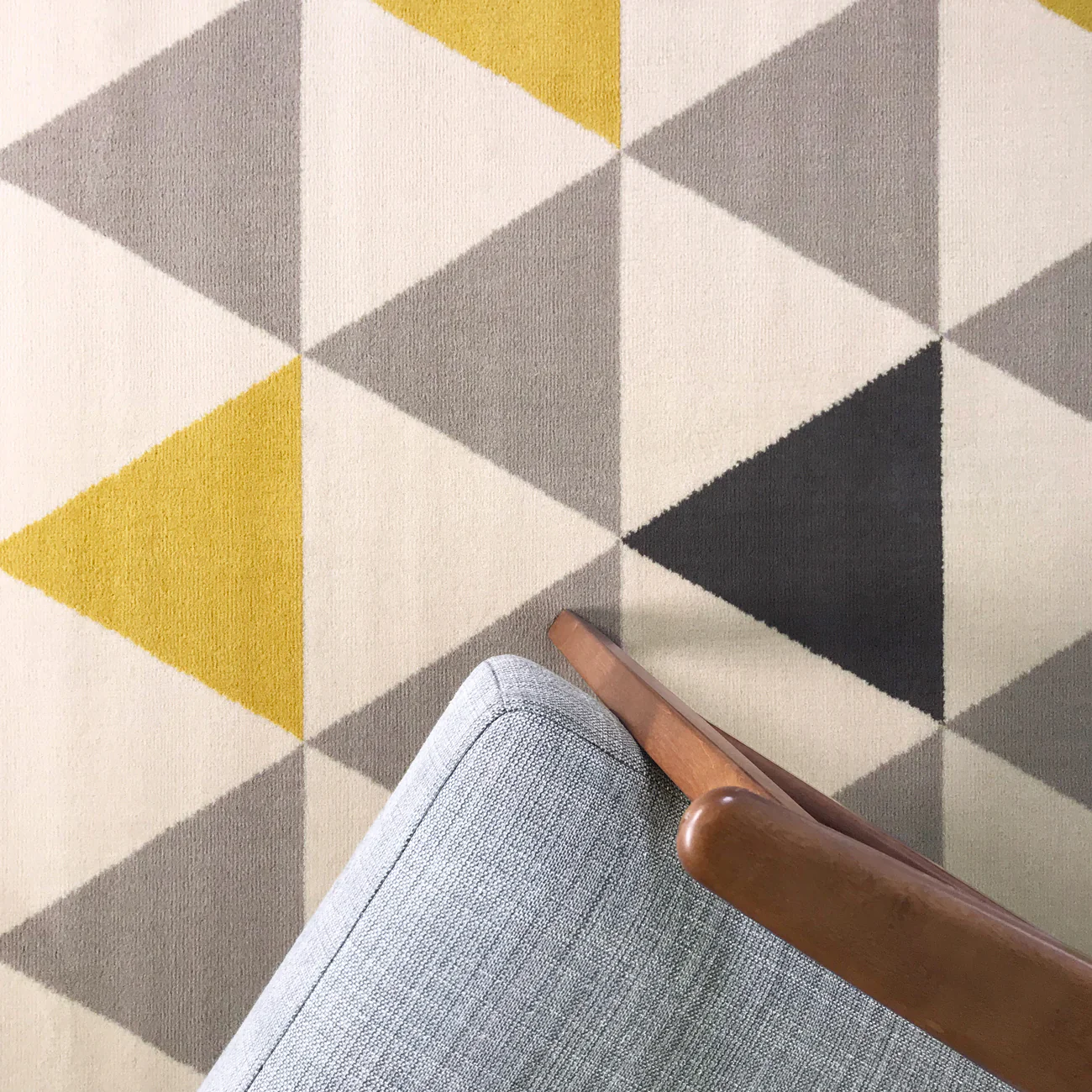Yellow Grey Triangle Hall Runner Rug - Image 3